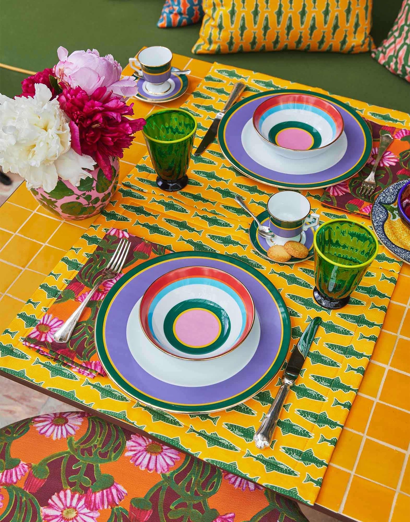 La DoubleJ Placemat Set Of 2 La DoubleJ Placemat Set Of 2 Como Fish Yellow TBM0001LIN005CMF0001