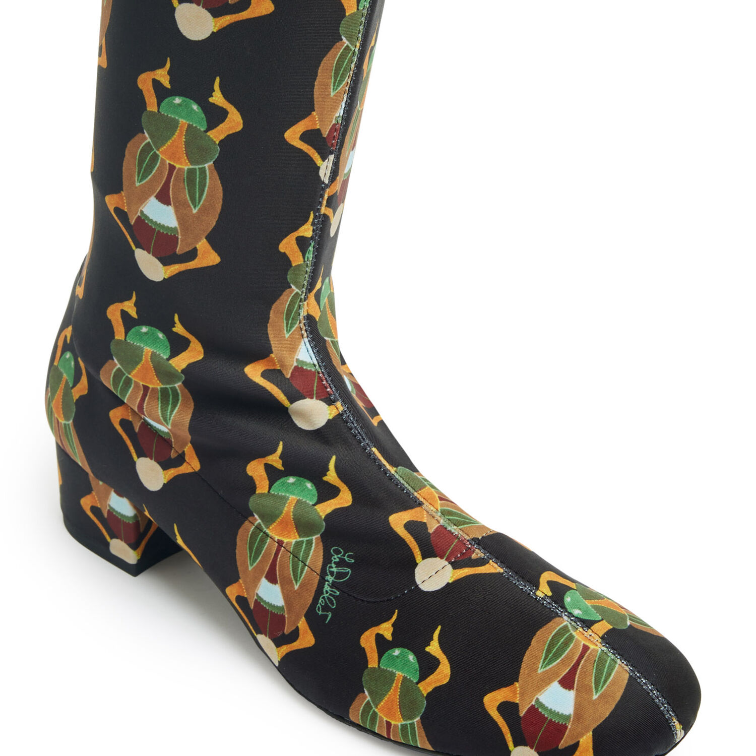 La Doublej Edie 40mm Scarab-jacquard Boots In Scarab Black
