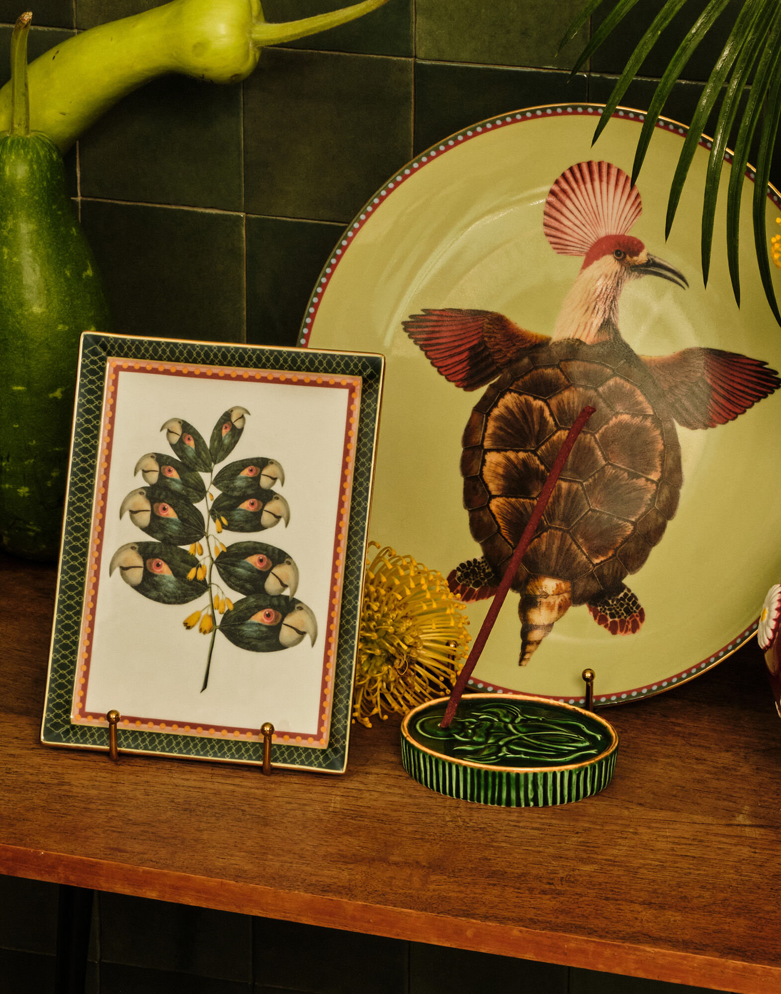 La DoubleJ Trinket Tray Parrotstem Forest Green TRI0008CER001PAS02GR15