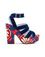 La DoubleJ Medal Wedge La DoubleJ Medal Wedge Moonflower Navy SHO0079COT005MOO01BU06