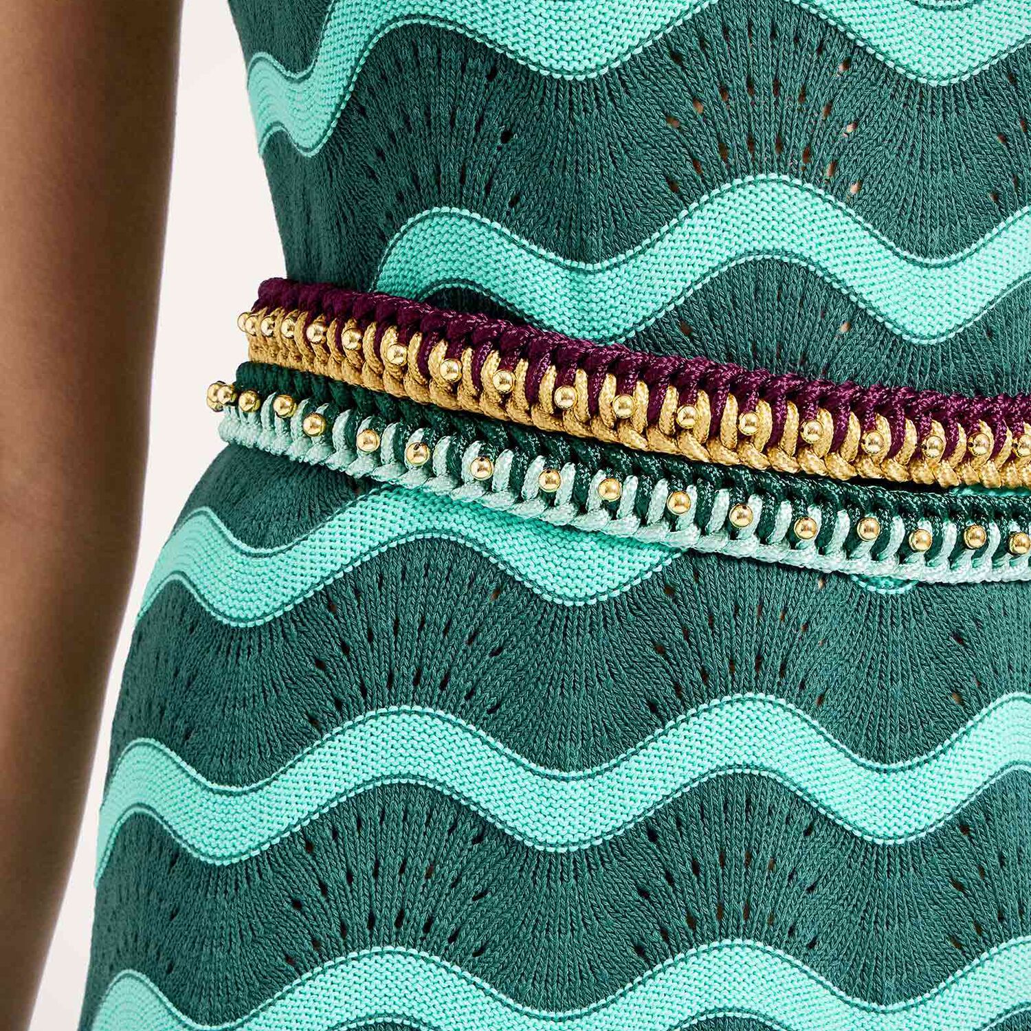  La Doublej Belts Women - Better Together Belt Bicolor Mint & Dark Green One Size 35% Acrylic 30% Acetate 25% Cotton 5% Pmma 5% Brass 