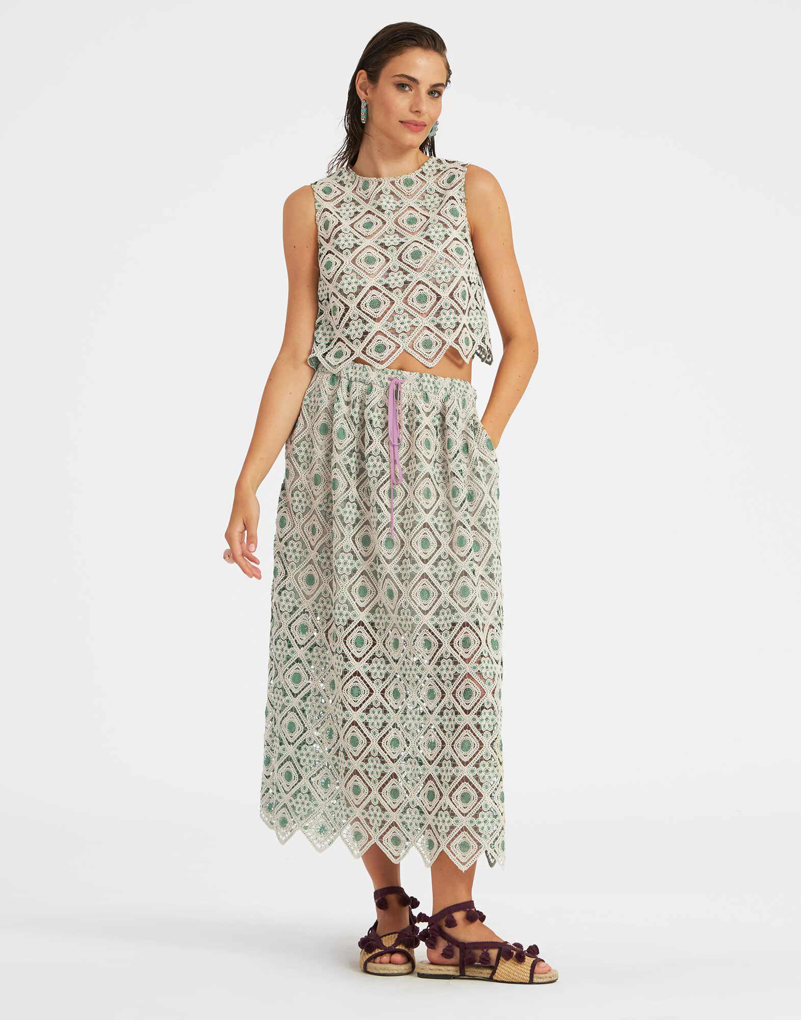 La DoubleJ Drawstring Skirt Agua Cream SKI0098JCQ078AGU01WH03