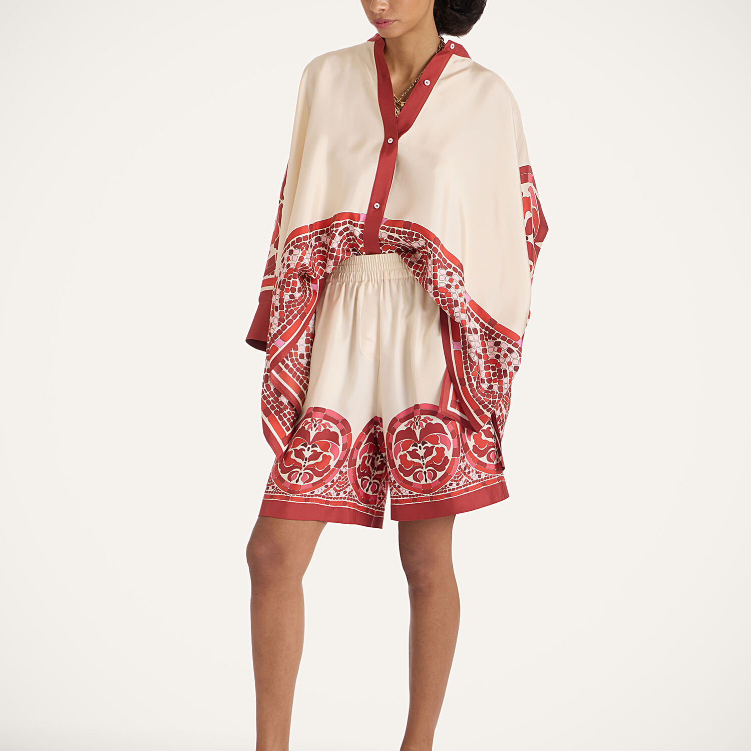 La Doublej La Double J Foulard Printed Silk-satin Blouse In Multi