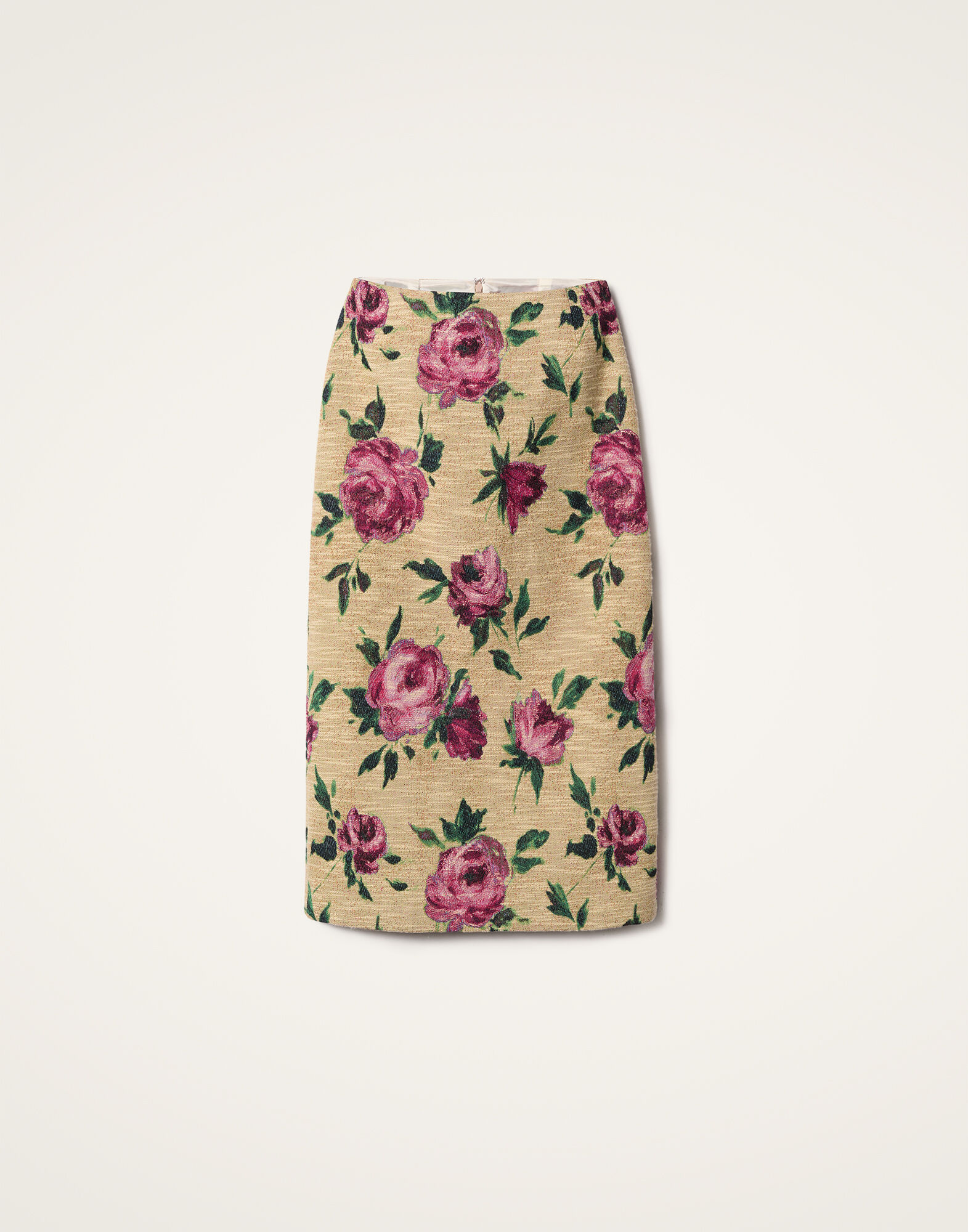 La DoubleJ Pencil Skirt Roses Light Beige SKI0011COT069ROS06BR01