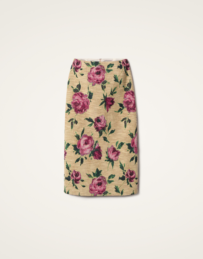La DoubleJ Pencil Skirt La DoubleJ Pencil Skirt Roses Light Beige SKI0011COT069ROS06BR01