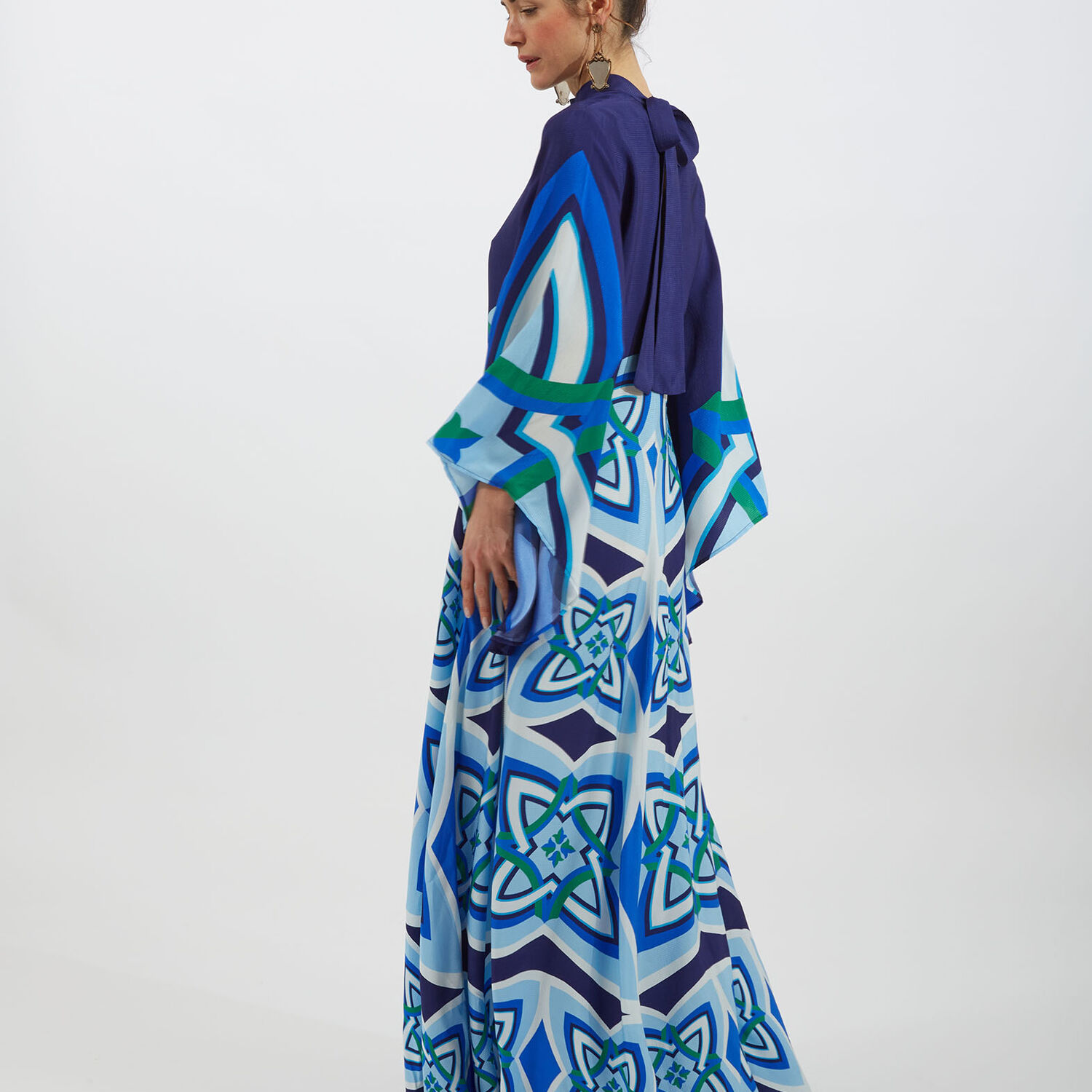 La Doublej Magnifico Graphic-print Maxi Dress In Lakshmi Placed Blu