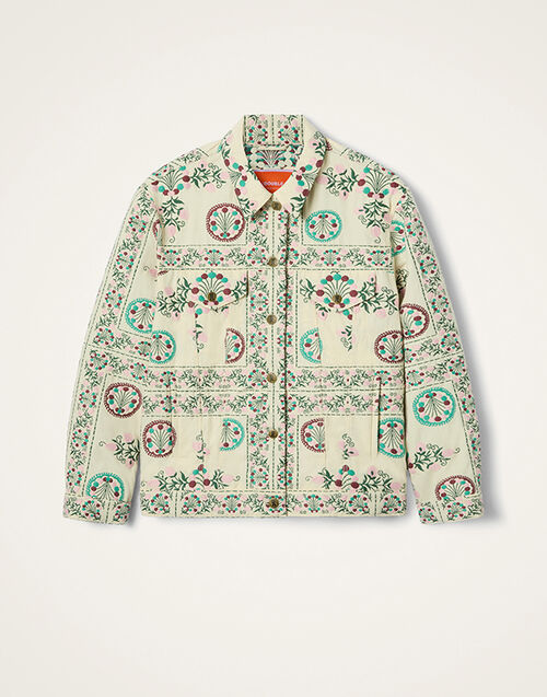 La DoubleJ The Oversized Jean Jacket Florette Tiles Ecru JAC0190JCQ137FLO09BR05