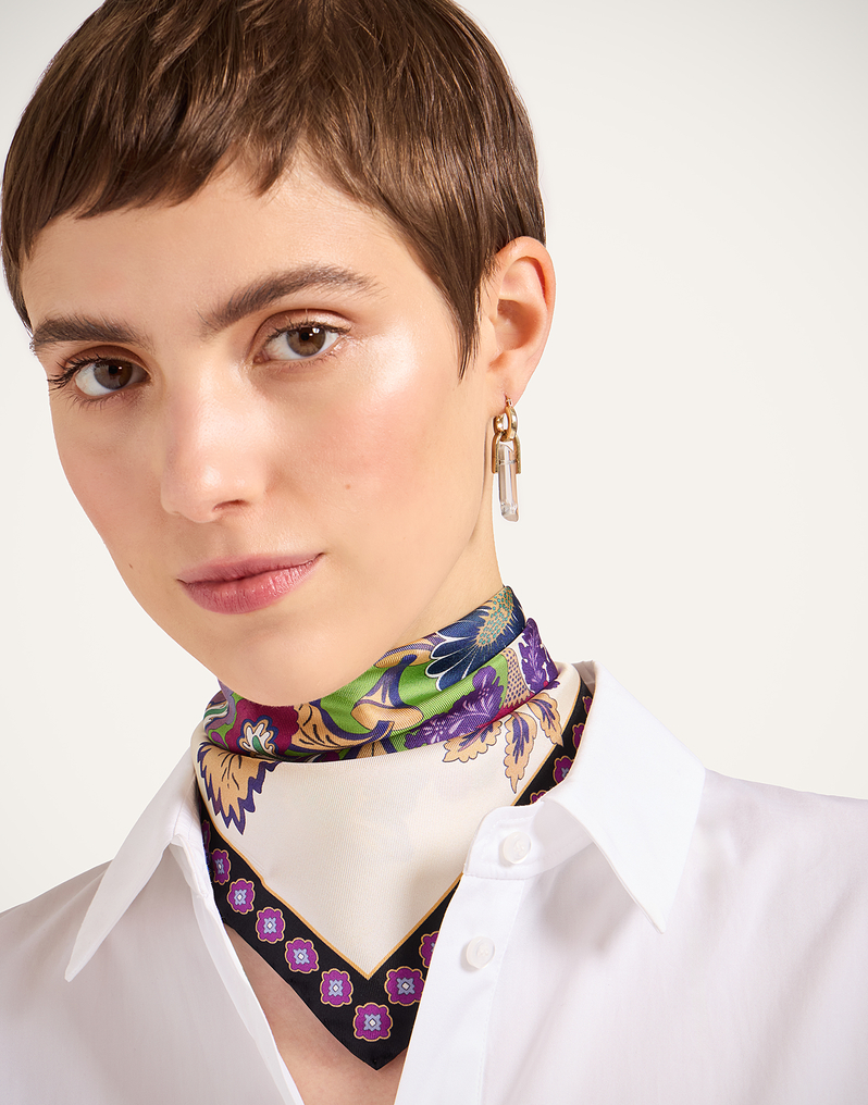 La DoubleJ Foulard 45 La DoubleJ Foulard 45 Cornucopia Placée Ivory SCA0065SIL006CRN03BR05