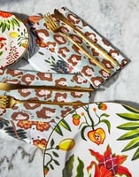La DoubleJ Large Napkins Set Of 2 La DoubleJ Large Napkins Set Of 2 Lady Leopard Acqua NAP0006LIN001LLE0002