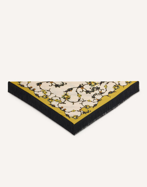 La DoubleJ Reversible Fringe Foulard 90 Buttercup Plac&eacute;e White SCA0073SIL006BTC03WH01
