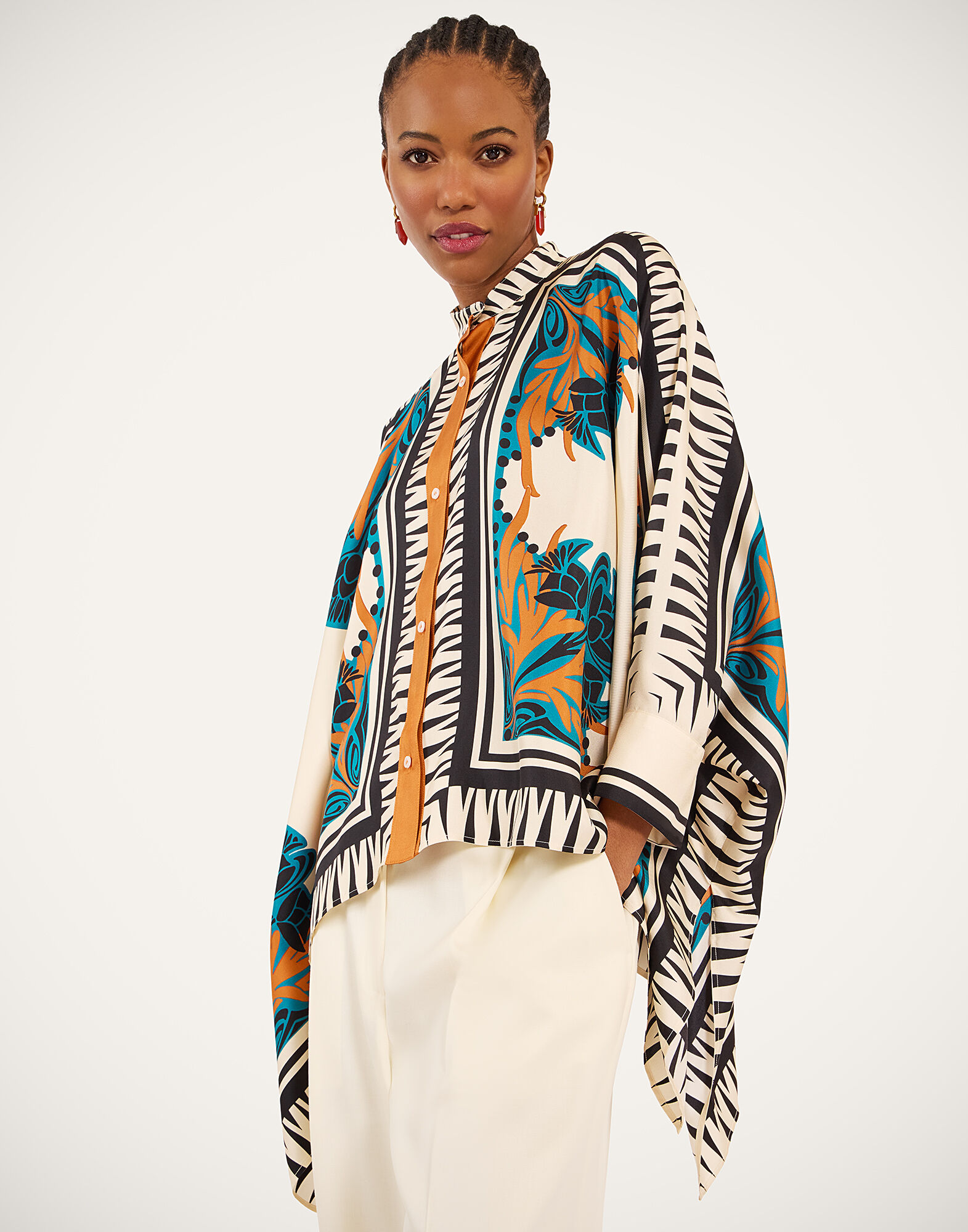 La DoubleJ Foulard Shirt Florence Plac&eacute;e SHI0059SIL006FLO0002