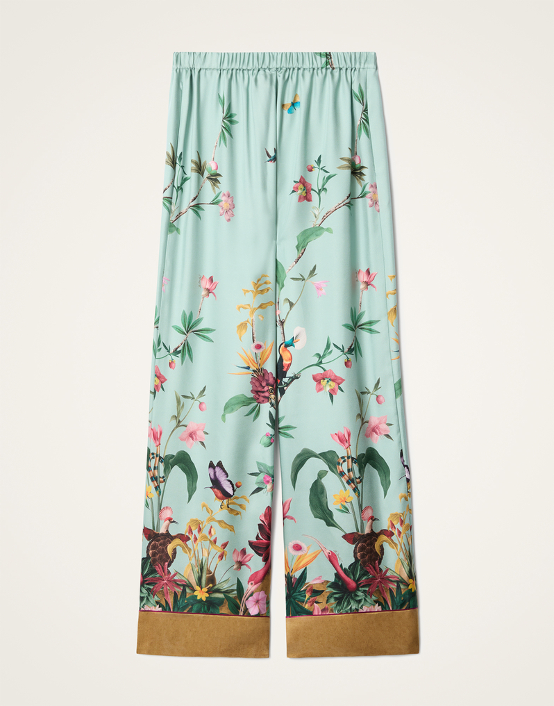 La DoubleJ Pajama Pants La DoubleJ Pajama Pants Zooflora Placée Light Blue TRO0116SIL001ZOF04BU01