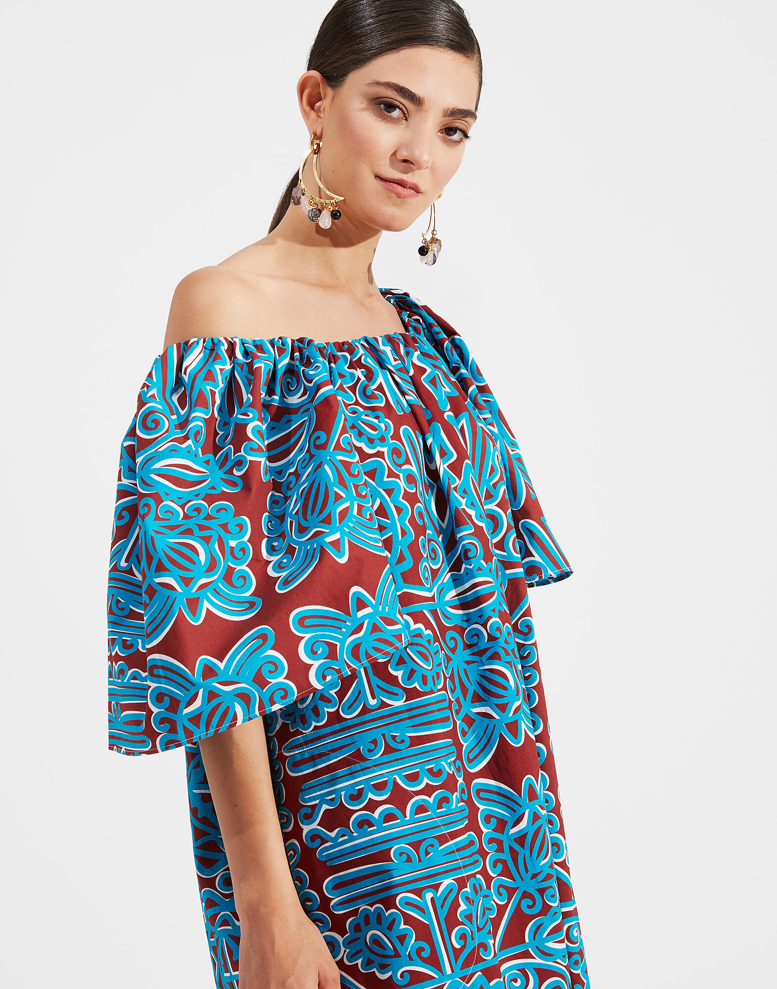 LaDoubleJ Rapunzel Dress Parnaveg Turchese DRE0215COT001PRN0003