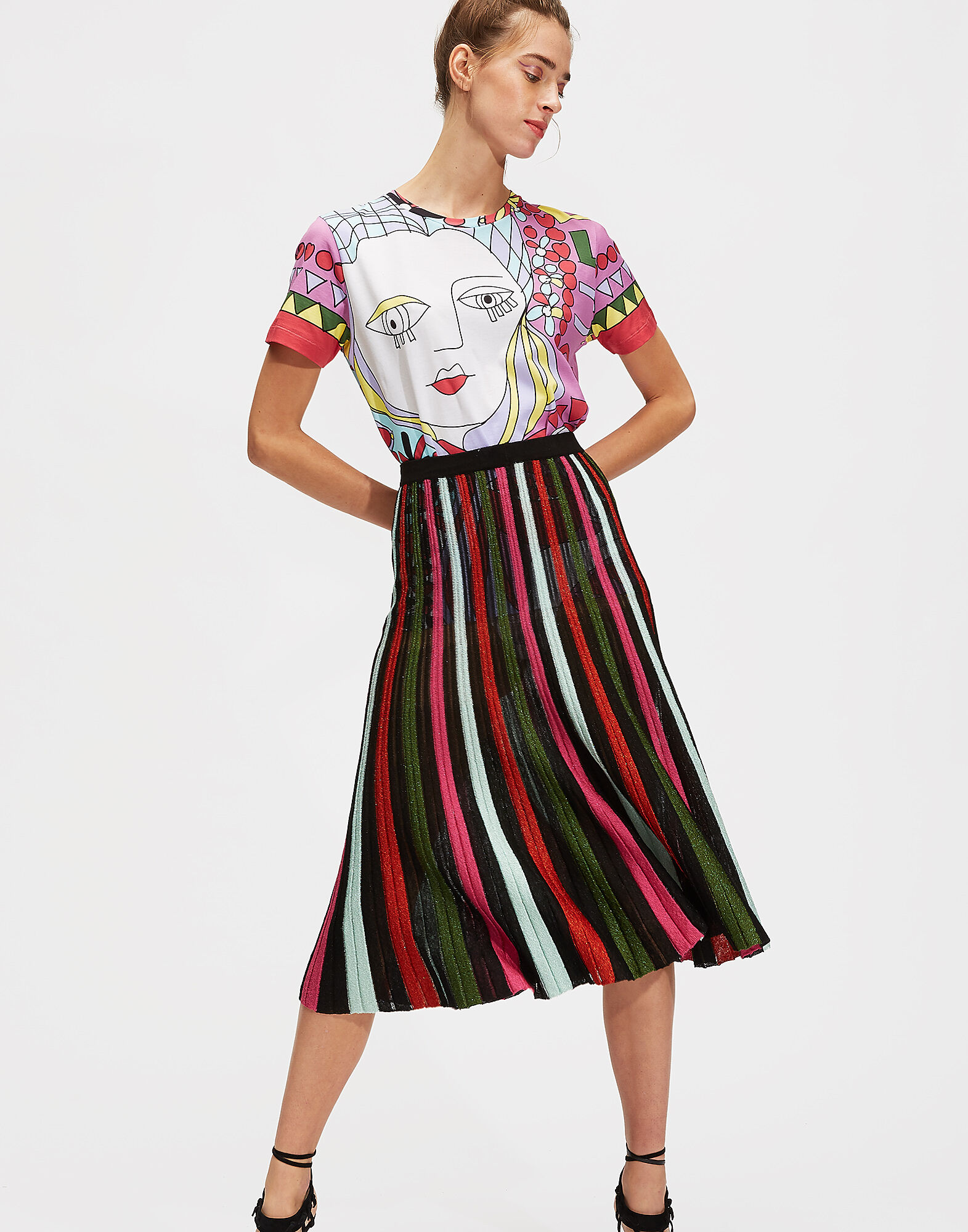 LaDoubleJ Accordion Knit Skirt Multicolor Nero SKI0034KNI019VAR0035