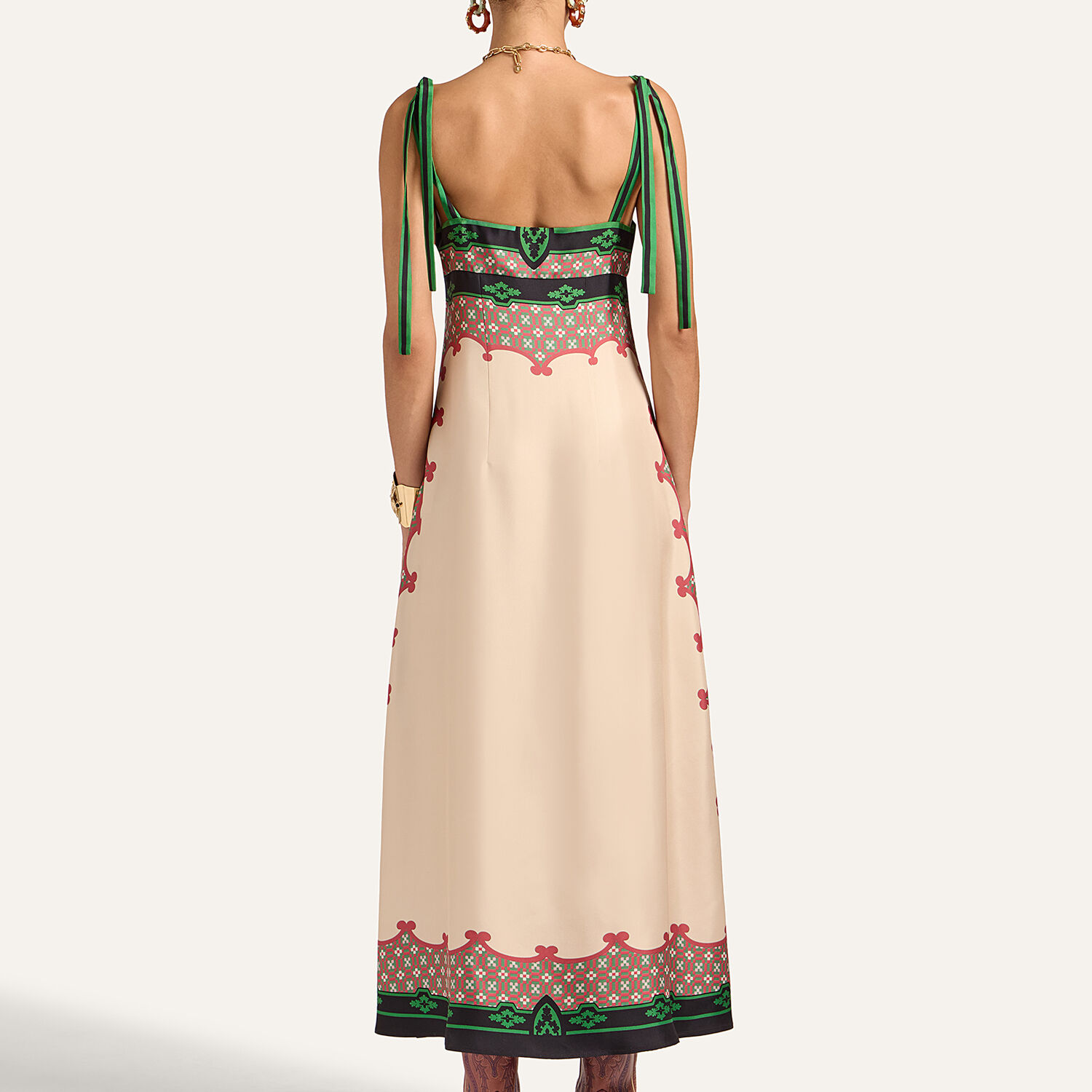La Doublej Geometric-print Midi Day Dress In Multi