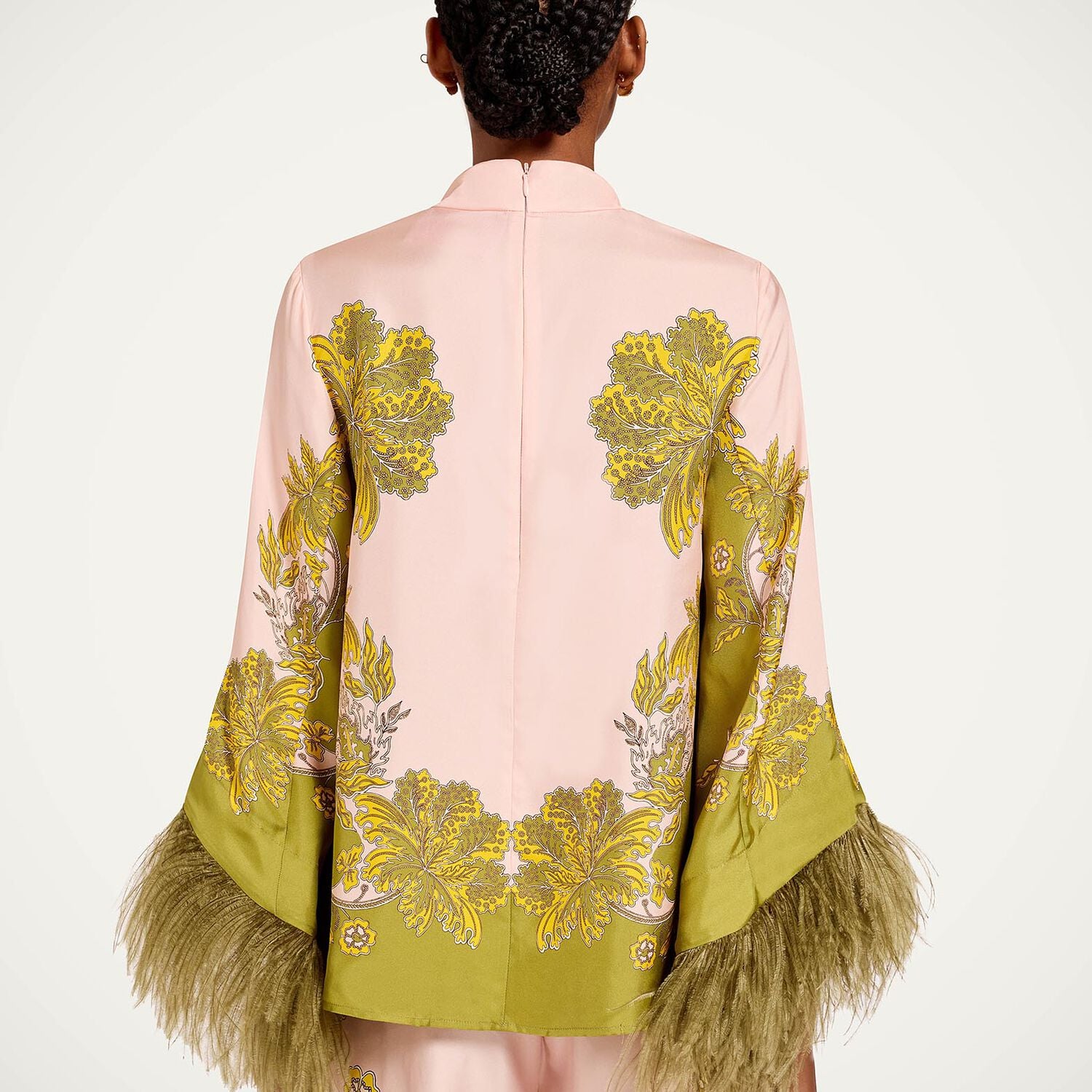  La Doublej Shirts & Tops Women - Make An Exit Top Swathe Placée Pink 38 98% Silk 2% Ostrich Feathers 