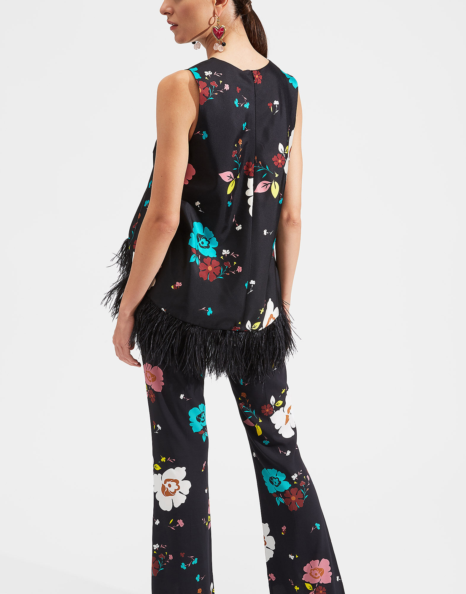 LaDoubleJ La Scala Top (With Feathers) Giardino Nero TOP0013FAI001GIA0002
