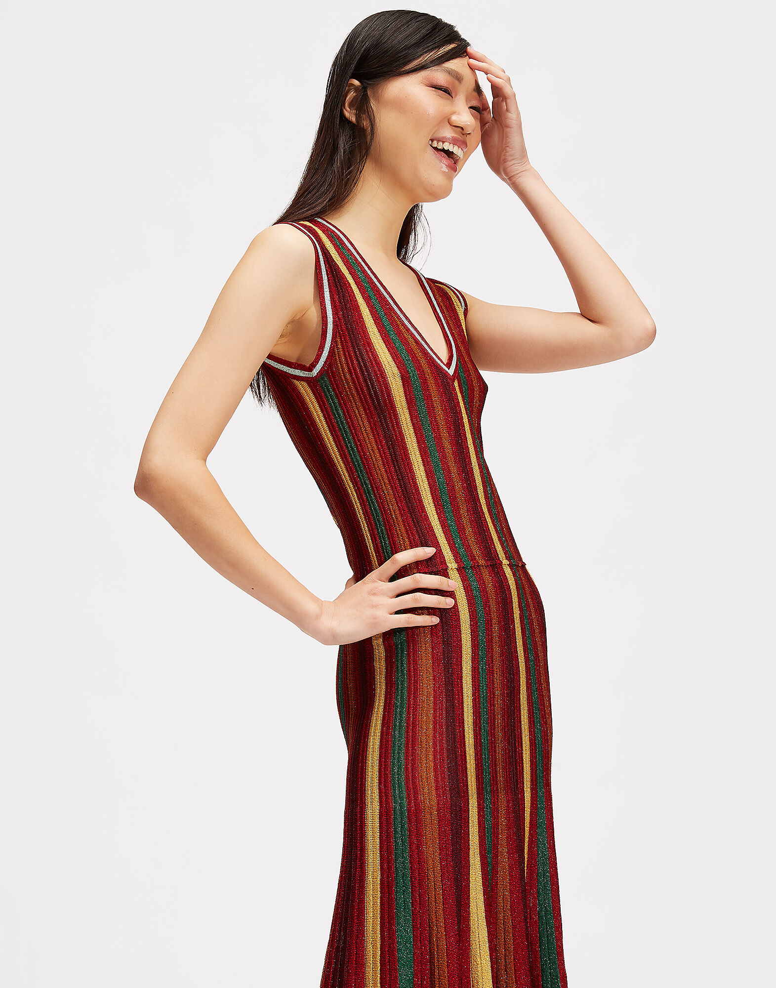 LaDoubleJ Accordion Knit Dress Multicolor Rosso DRE0136KNI019VAR0036