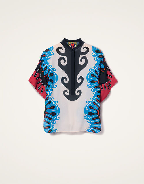 La DoubleJ Estelle Blouse Pacific Plac&eacute;e Blue Petrol SHI0089VIS019PCF03BU05