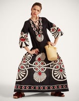 La DoubleJ Viviana Dress La DoubleJ Viviana Dress Medallion Placée Black DRE0716COT056MED01BL01