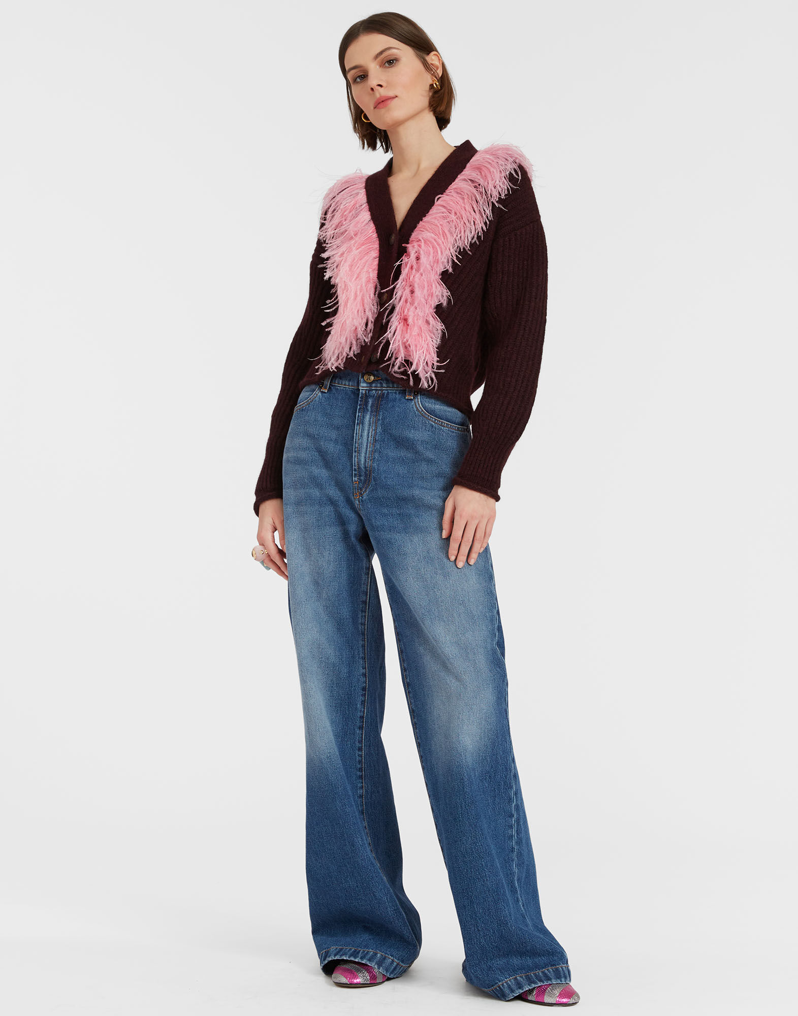 La DoubleJ High Kick Cardigan Bordeaux PUL0175KNI098VA212RE02