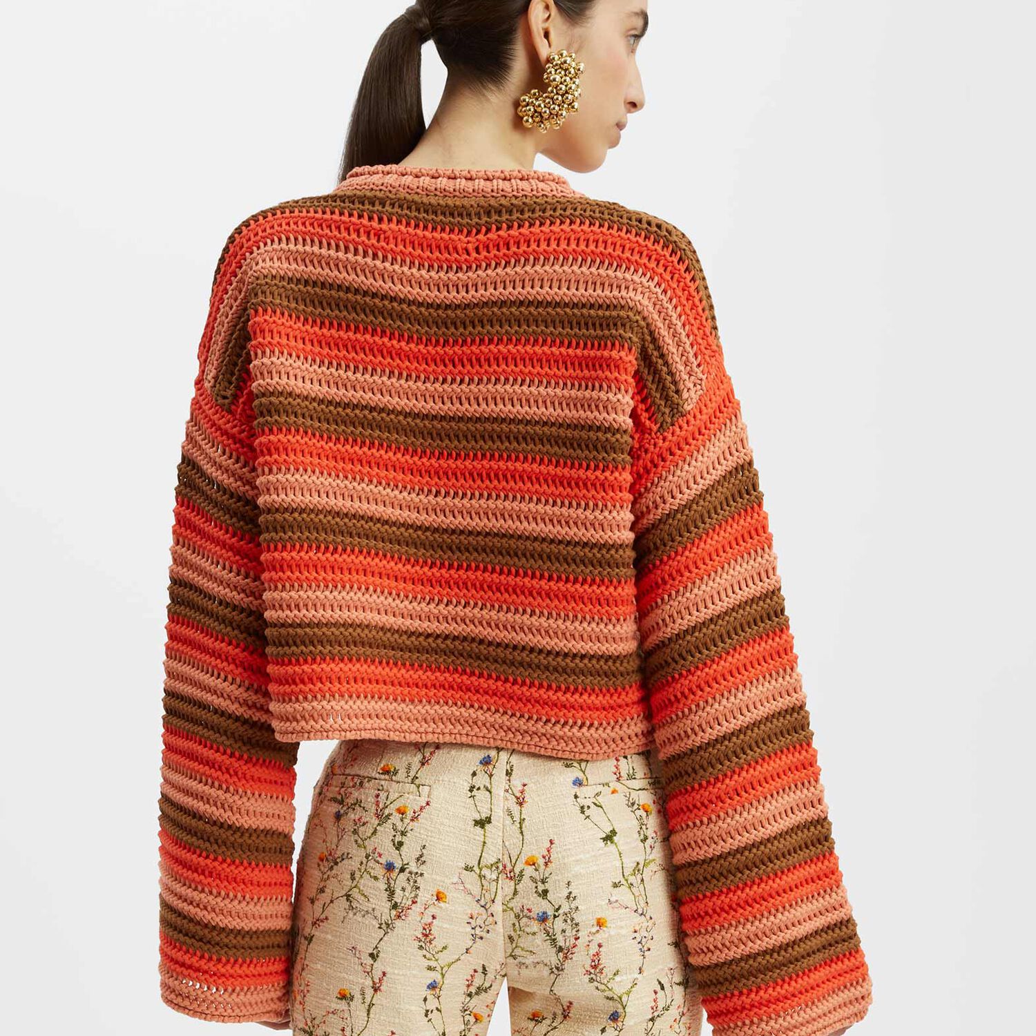La Doublej Cropped Sweater In Multicolor Red