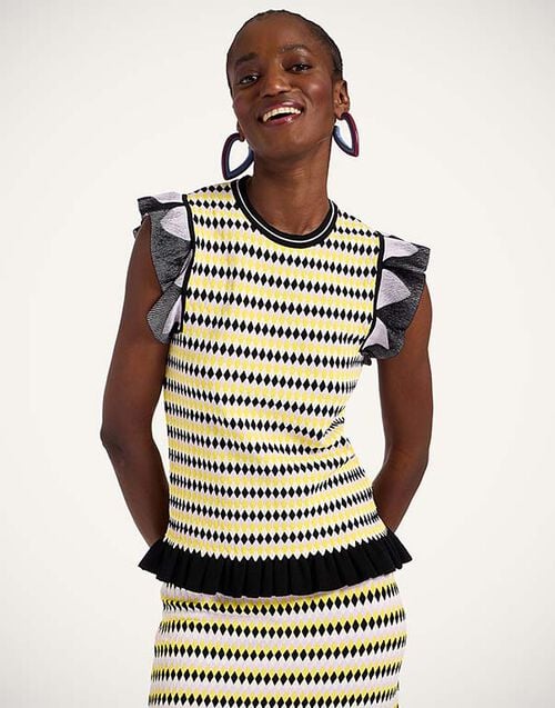 La DoubleJ Checkers Top La DoubleJ Checkers Top Multicolor Yellow & Black PUL0267KNI159VA370YE02