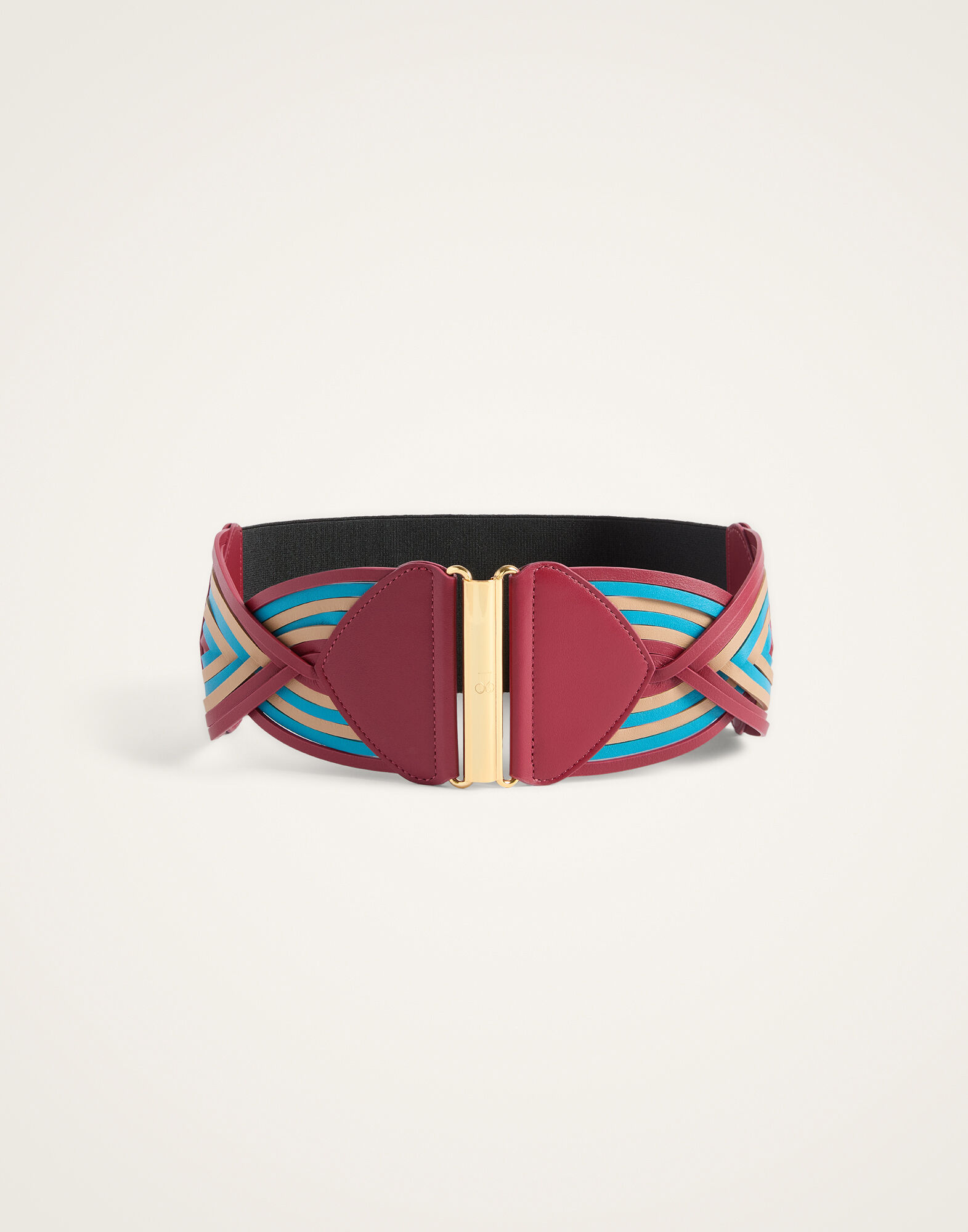 La DoubleJ Rainbow Belt Color Block Burgundy BEL0019LEA003CLB29RE07