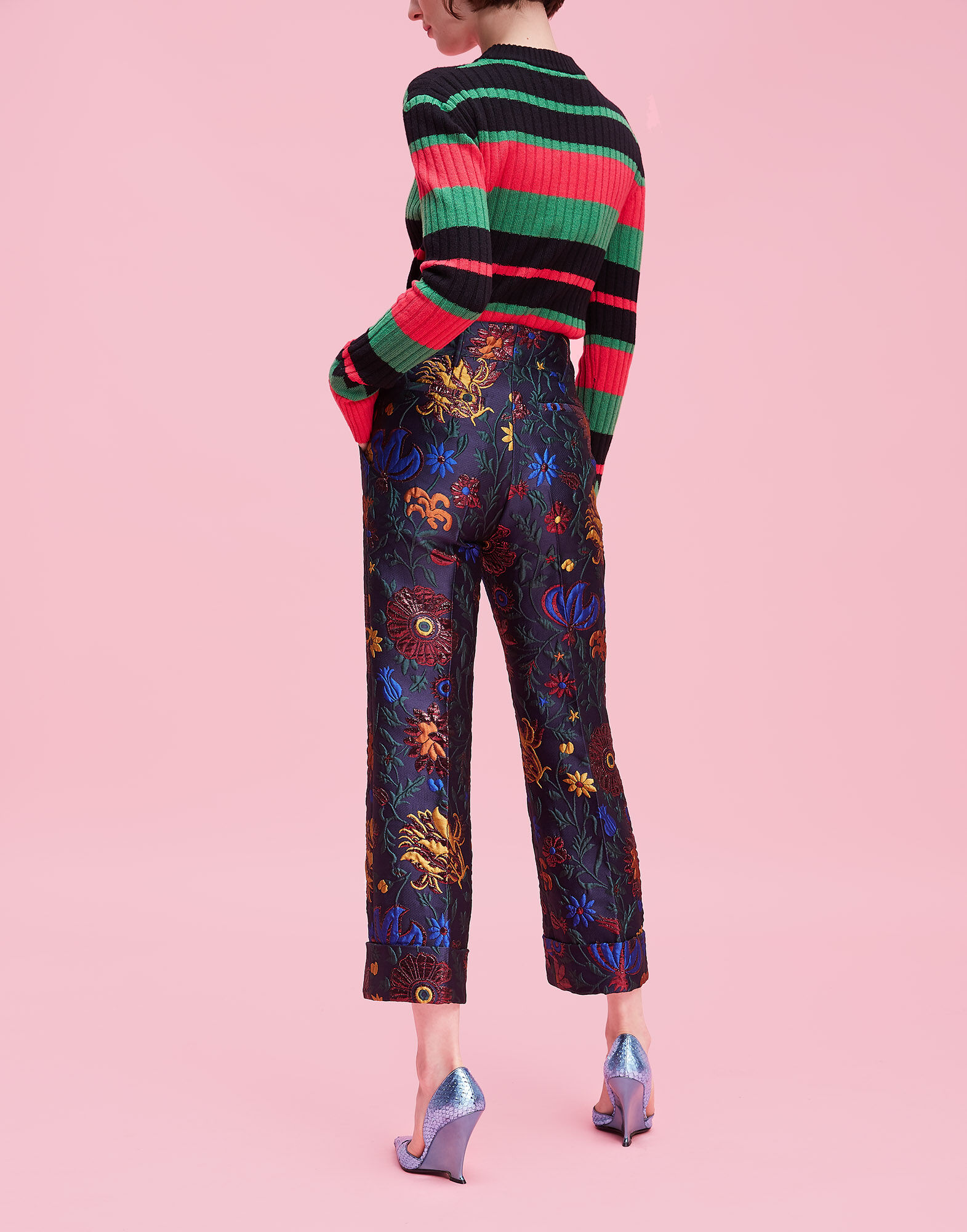 LaDoubleJ Dragon Flower Lurex Hendrix Trousers Dragonflower Lurex TRO0007JAC005DRA0003