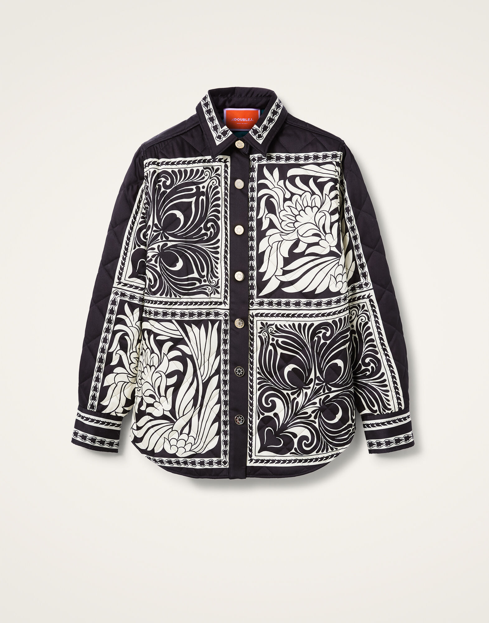 La DoubleJ Iris Shirt Jacket Mix Tiles Plac&eacute;e Black JAC0090POL002MIX01BL01