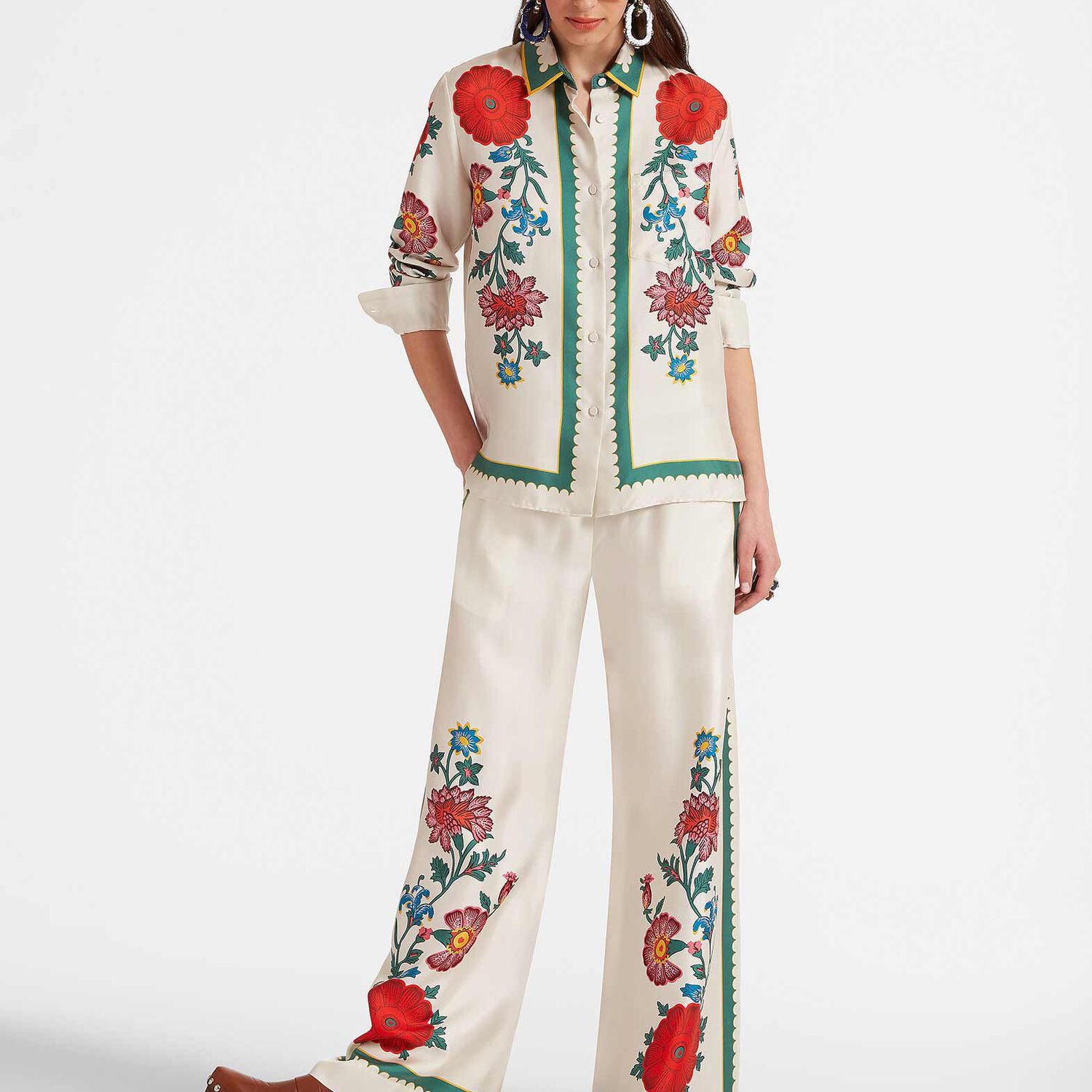 La Doublej Palazzo Pants In Dragonflower Placée Multicolor