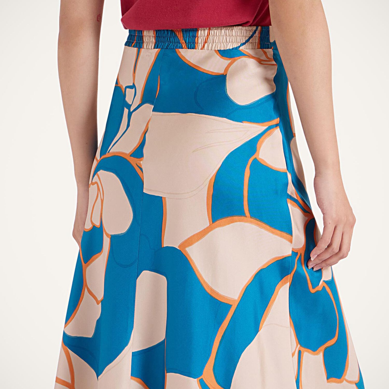 La Doublej Lungomare Midi Skirt In Dea Dahlia Blue Petrol