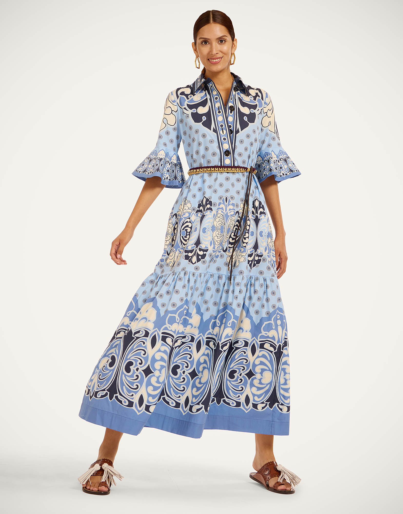 La DoubleJ Artemis Dress Cocoon Plac&eacute;e Blue DRE0201COT097COC02BU03