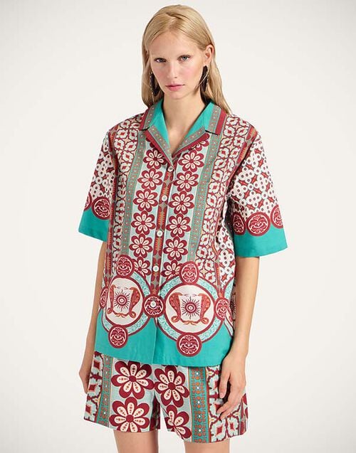 La DoubleJ Bowling Shirt La DoubleJ Bowling Shirt Pagoda Placée Rust SHI0138COT015PAG01OR04