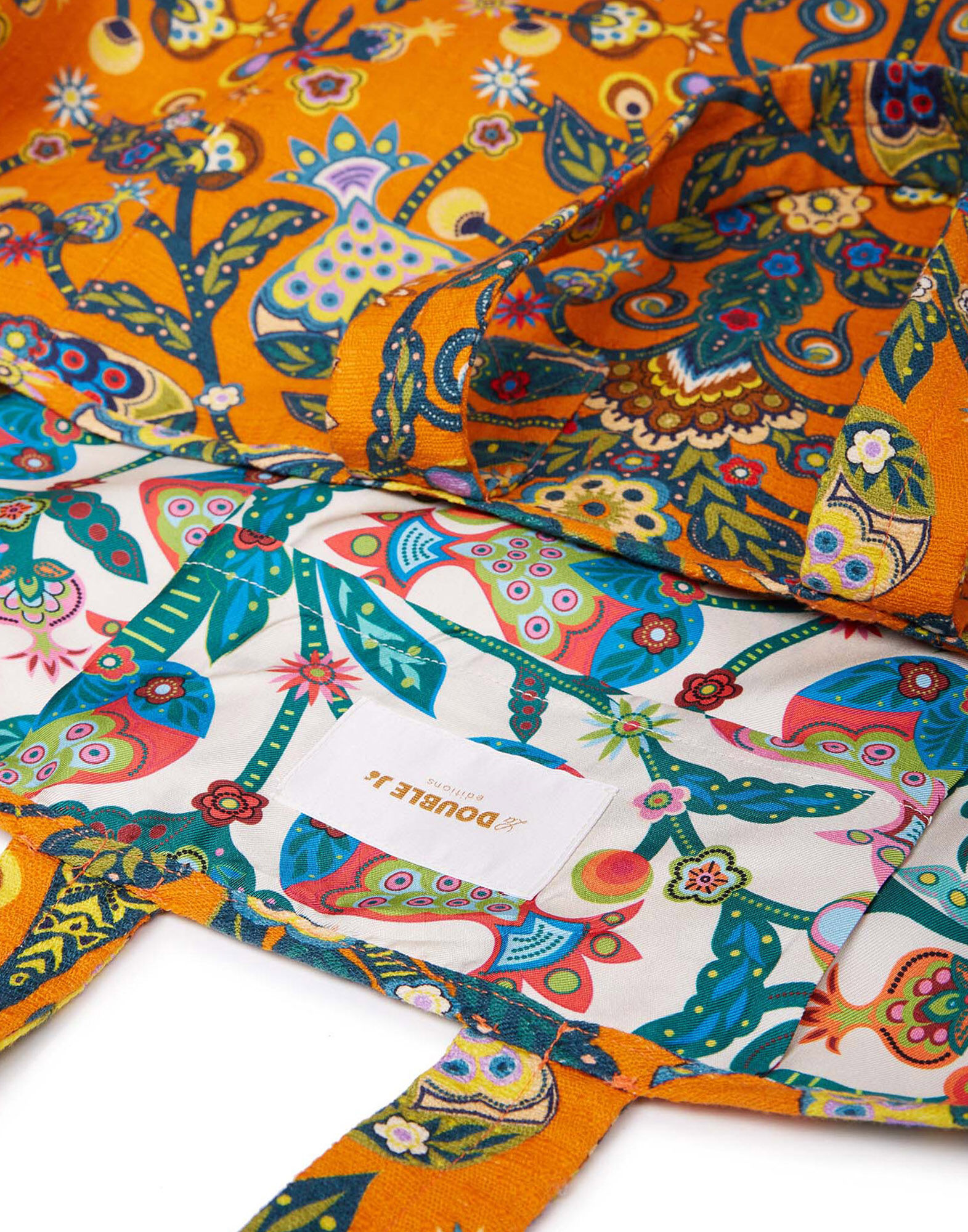 LaDoubleJ Reversible Tote Tree Of Life Arancio BAG0022COT005TFL0002