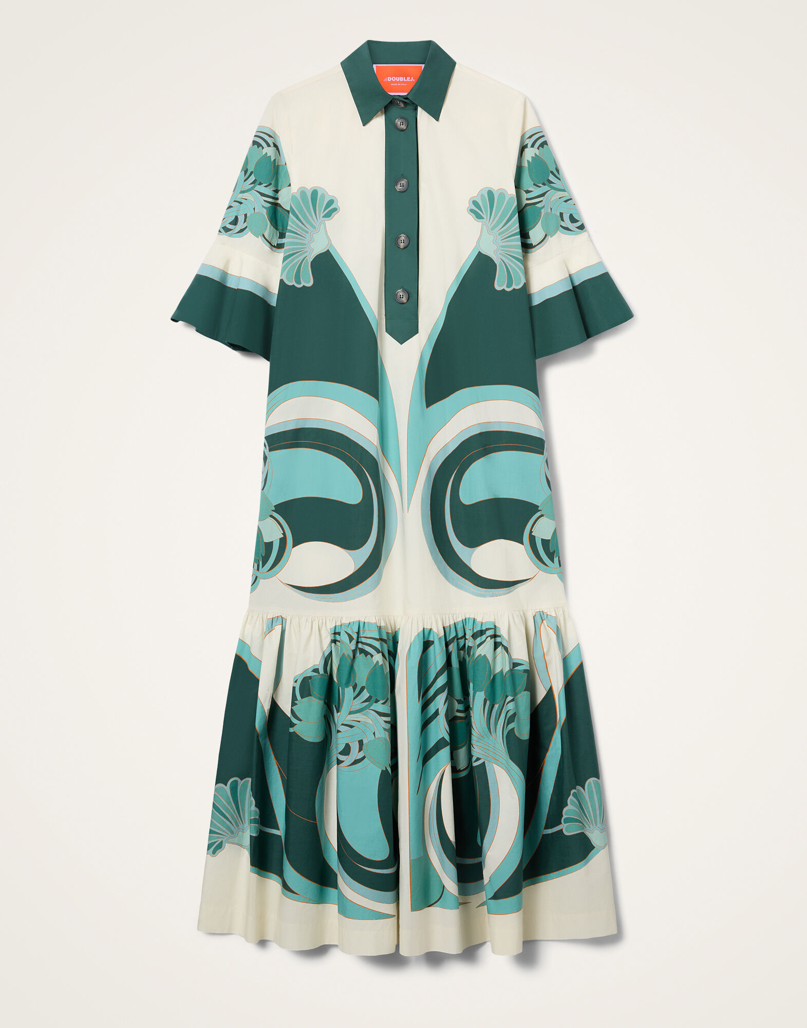 La DoubleJ Artemis Dress Blooming Tulip Plac&eacute;e Dark Green DRE0201COT015BTU01GR03