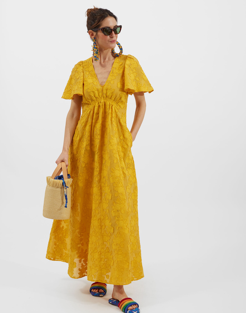 Proper Dress in Begonia Ocra for Women | La DoubleJ