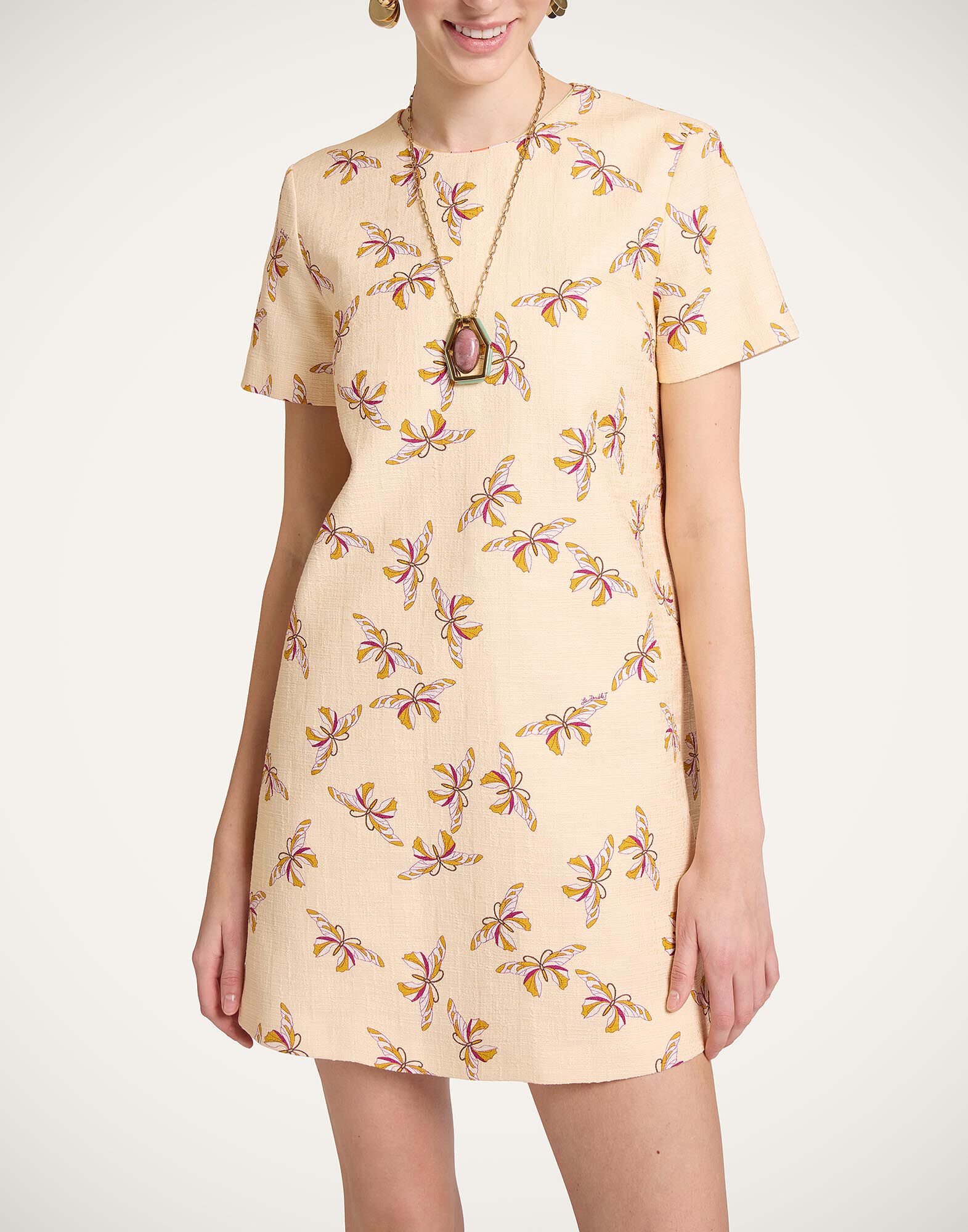 La DoubleJ Mini Swing Dress Farfalla Buttercream DRE0658COT005FAR08WH09