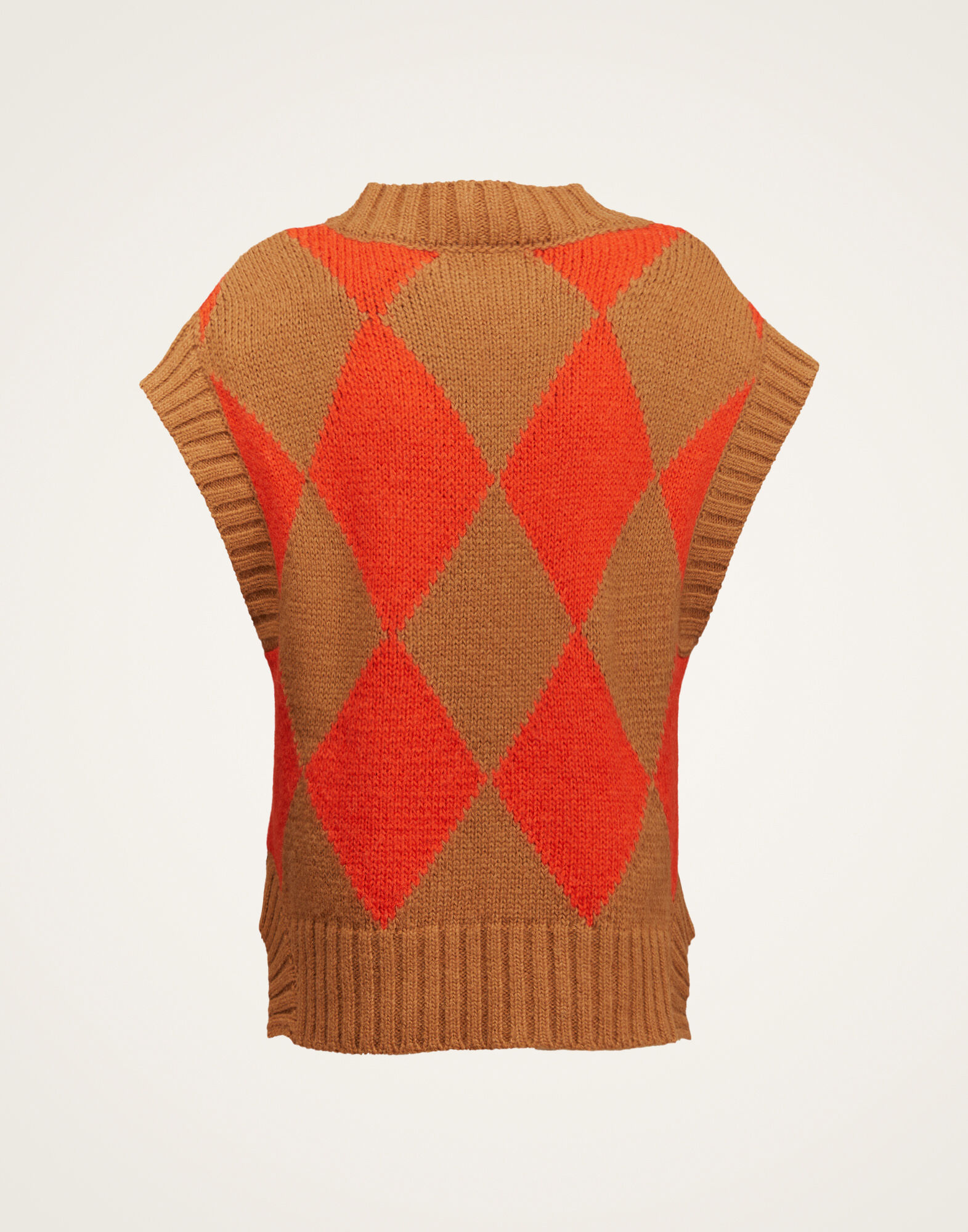 La DoubleJ Argyle Gilet Camel / Orange TOP0077KNI064VAR0123