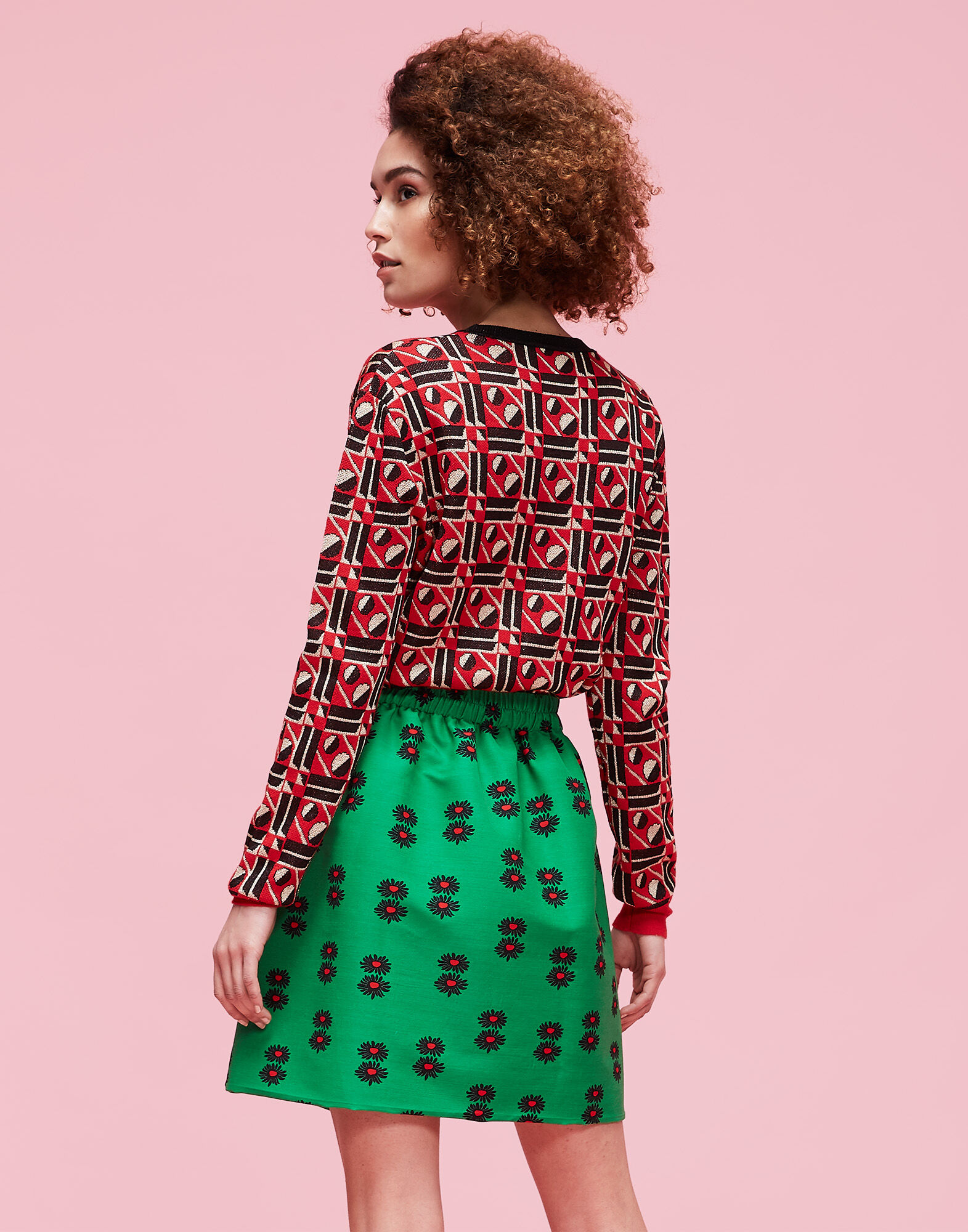 LaDoubleJ Crew Neck Geometrico Rosso PUL0001KNI011GEO0005