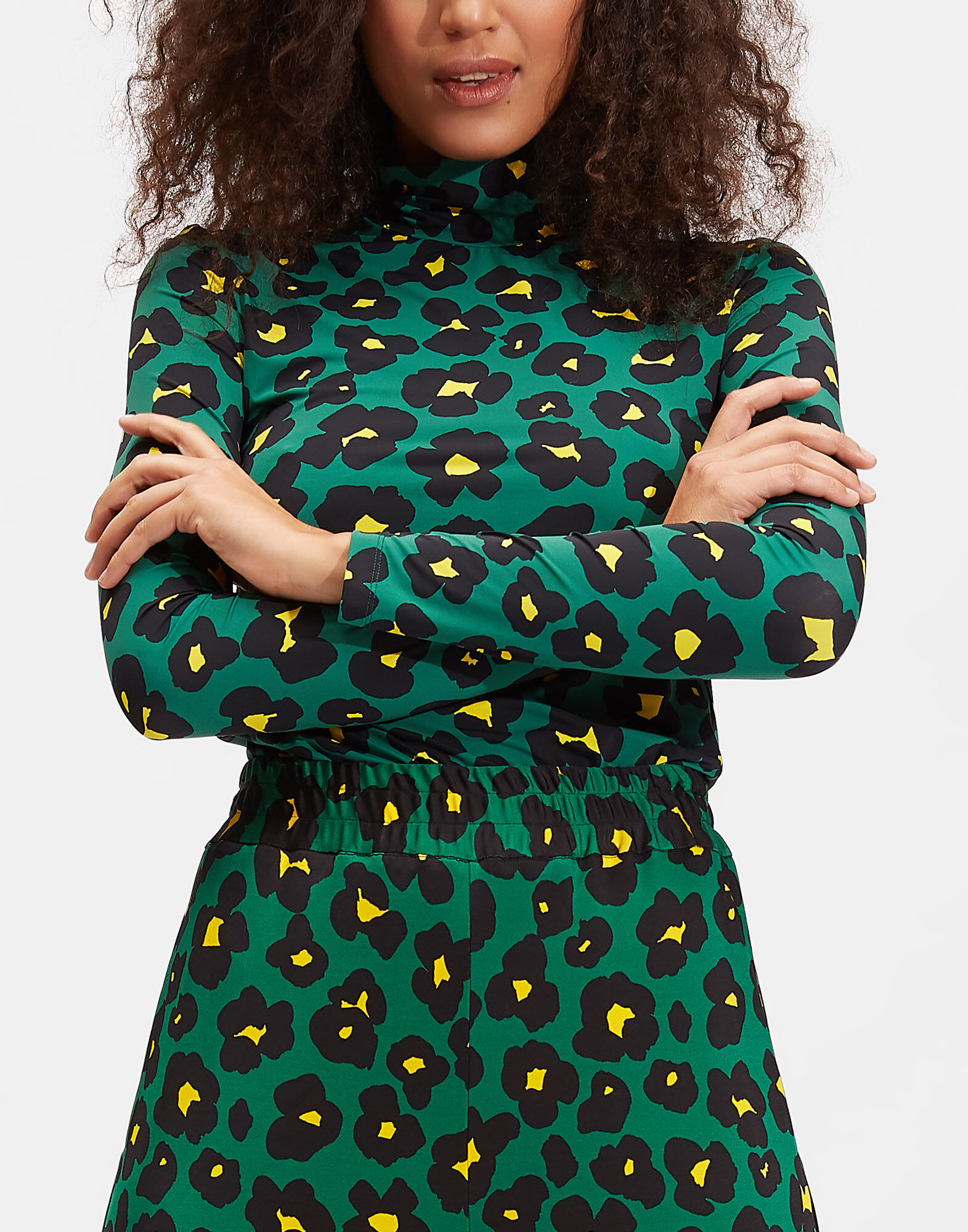 LaDoubleJ Turtleneck Flower Leopard Verde SHI0030JER005FLL0002
