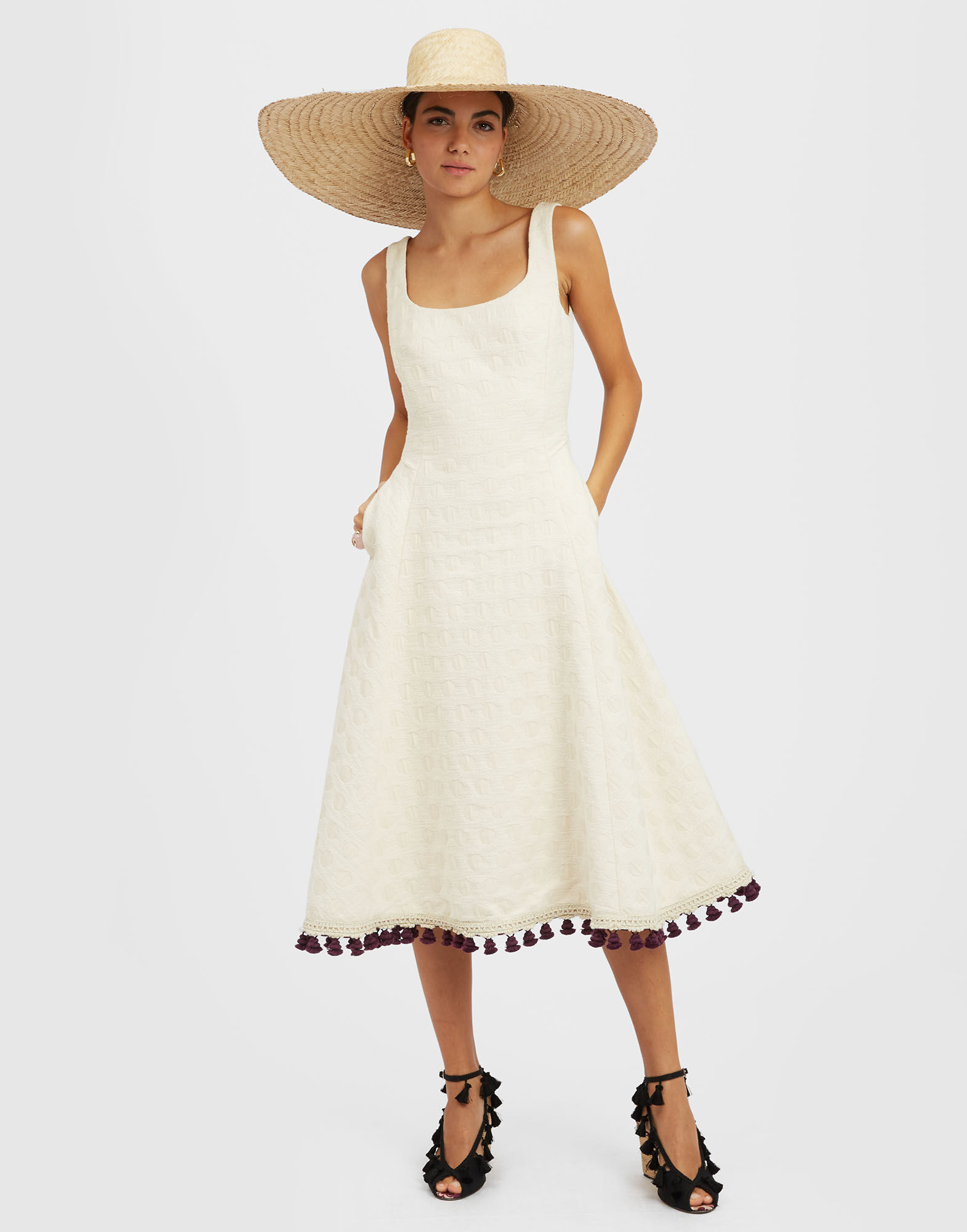 La DoubleJ Sophia Dress Embroidered Creamy DRE0682JCQ076CRA01WH03