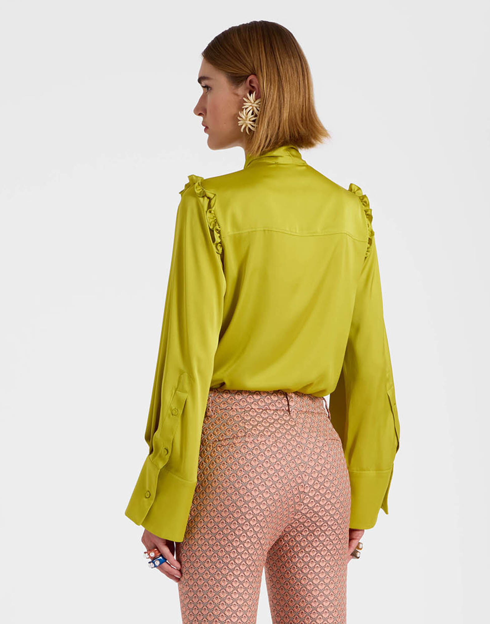 La DoubleJ Ascot Shirt Acid Green SHI0080RAS008SOLIDYE06