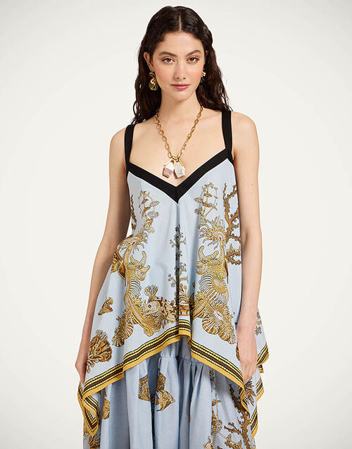 La DoubleJ Cinch Top Oceania Plac&eacute;e Light Blue TOP0210COT056OCE01BU01