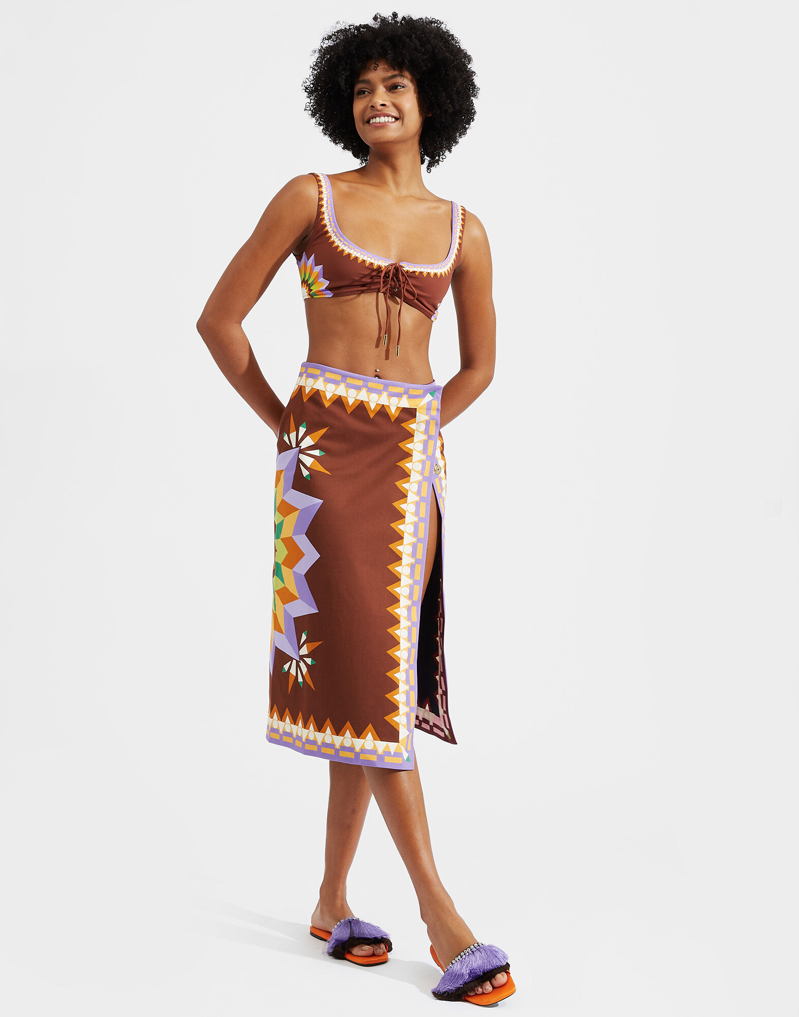 La DoubleJ 2-Way Pareo Skirt Sunset Moro Plac&eacute;e SKI0075COT037SUS0002