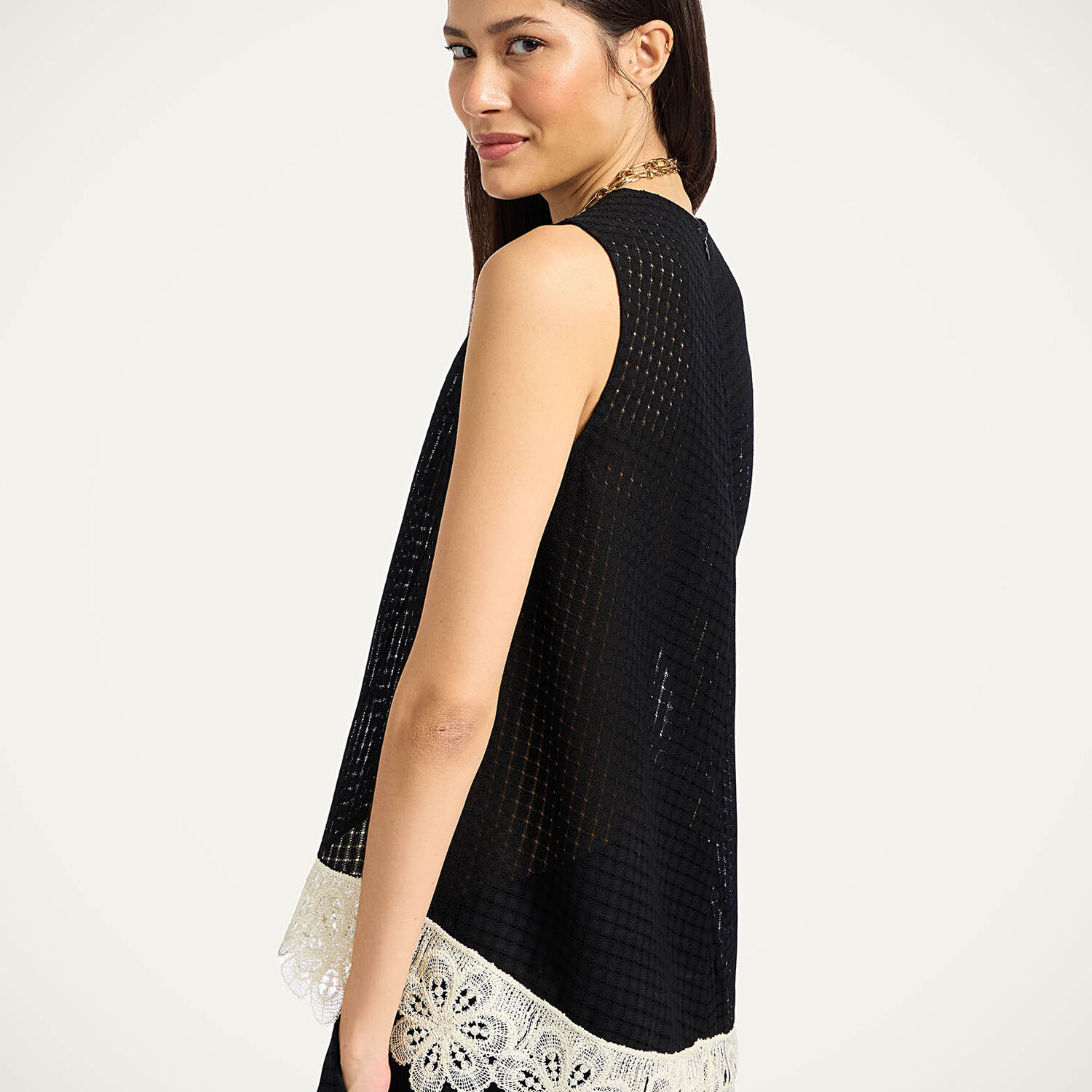 La Doublej La Scala Lace-hem Sleeveless Top