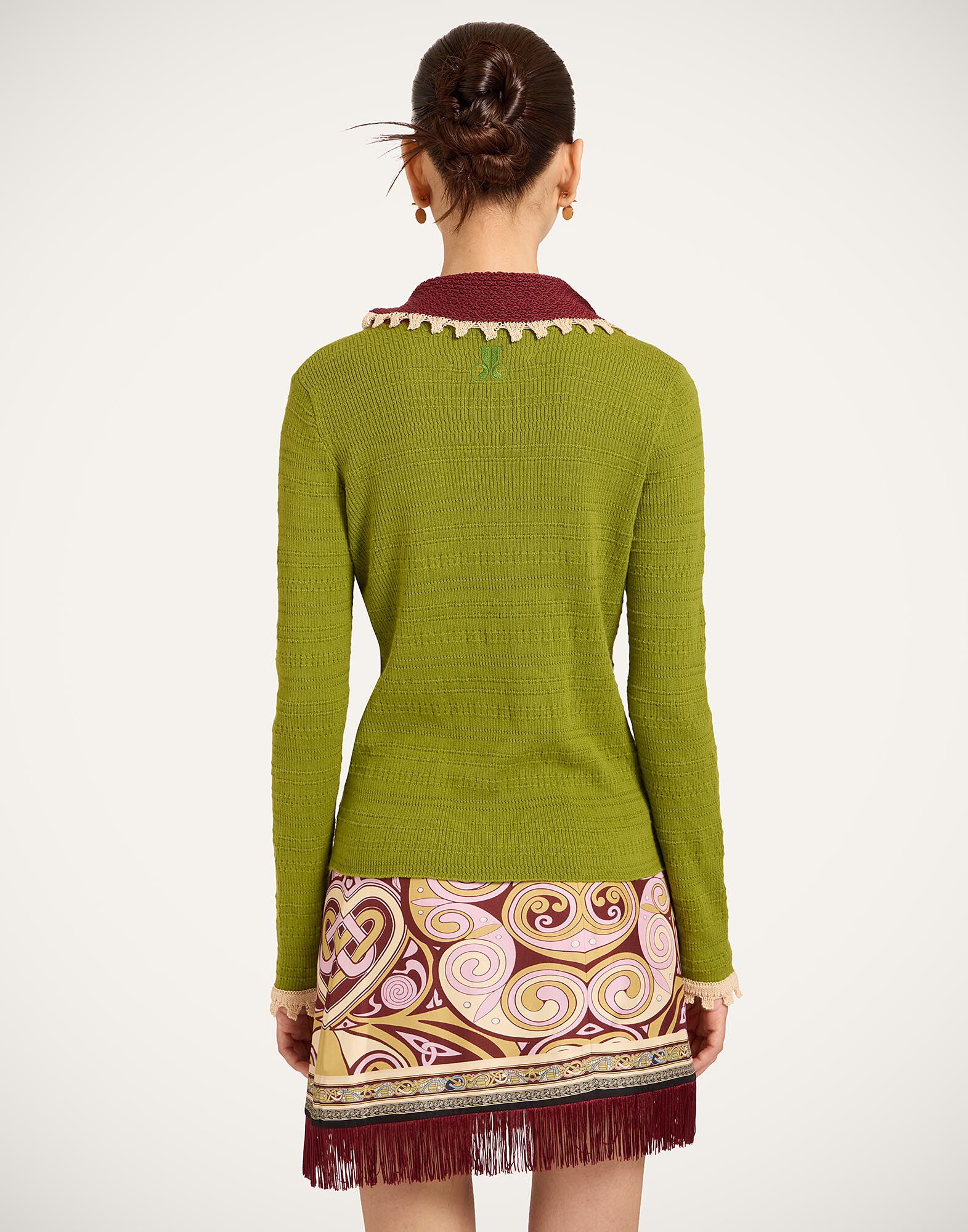 La DoubleJ Picket Polo Jumper Solid Lime PUL0280KNI154SOLIDGR09