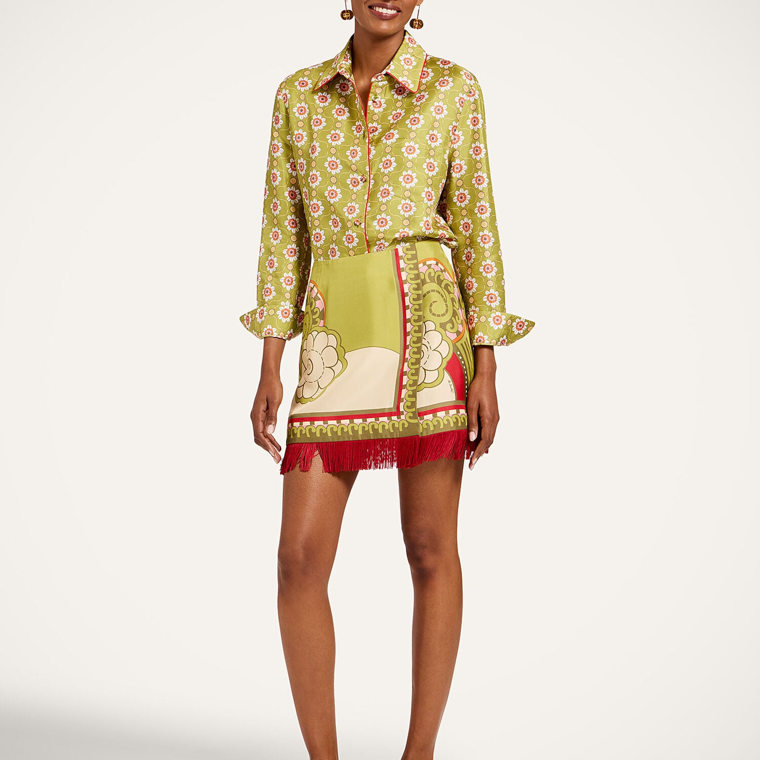  La Doublej Summer 2026 Collection: Vip Early Access Women - Mini Foulard Skirt Ambrosia Placée Green 40 100% Silk 
