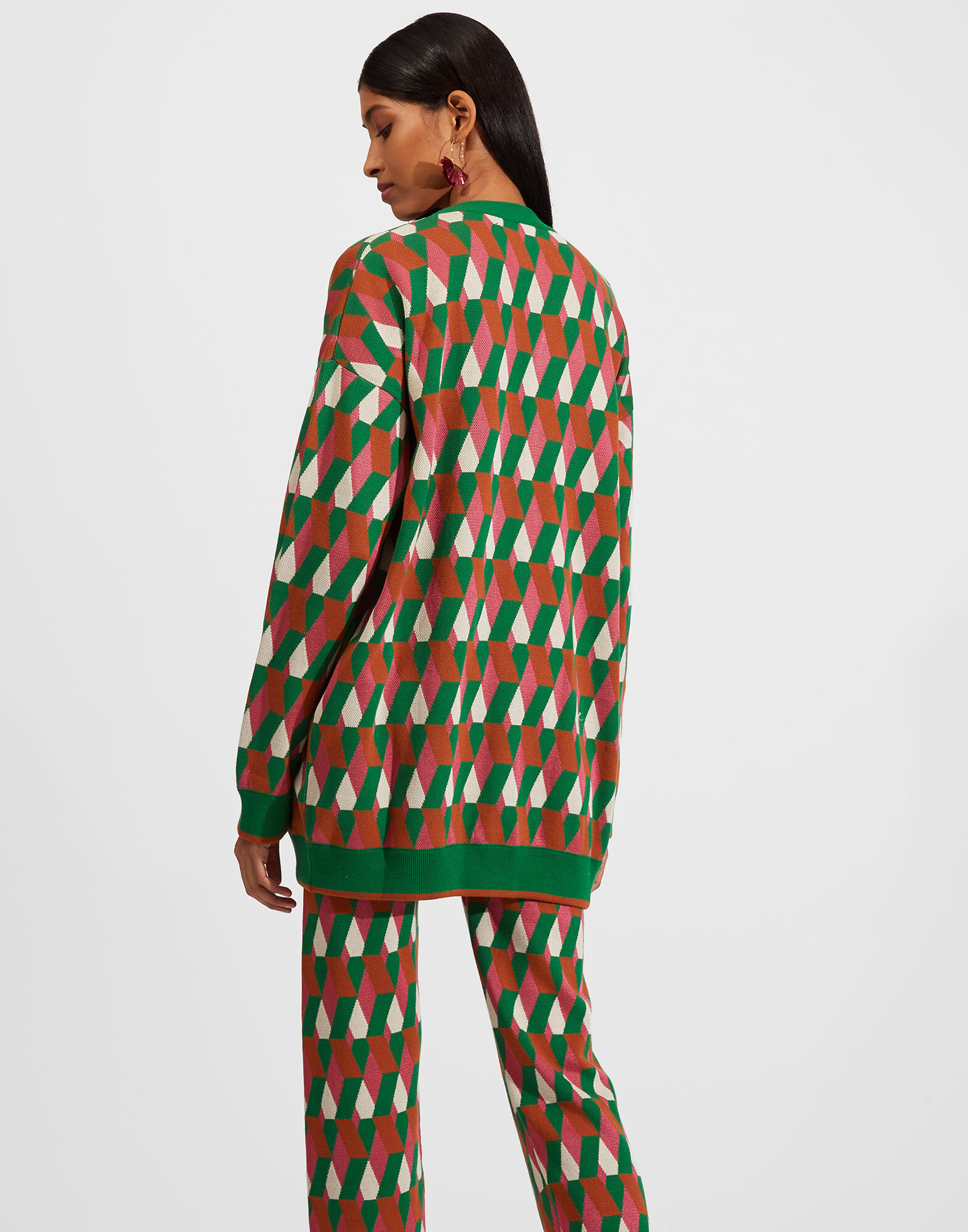 La DoubleJ Knit Leisure Cardigan Diamond Verde PUL0068KNI044VAR0079