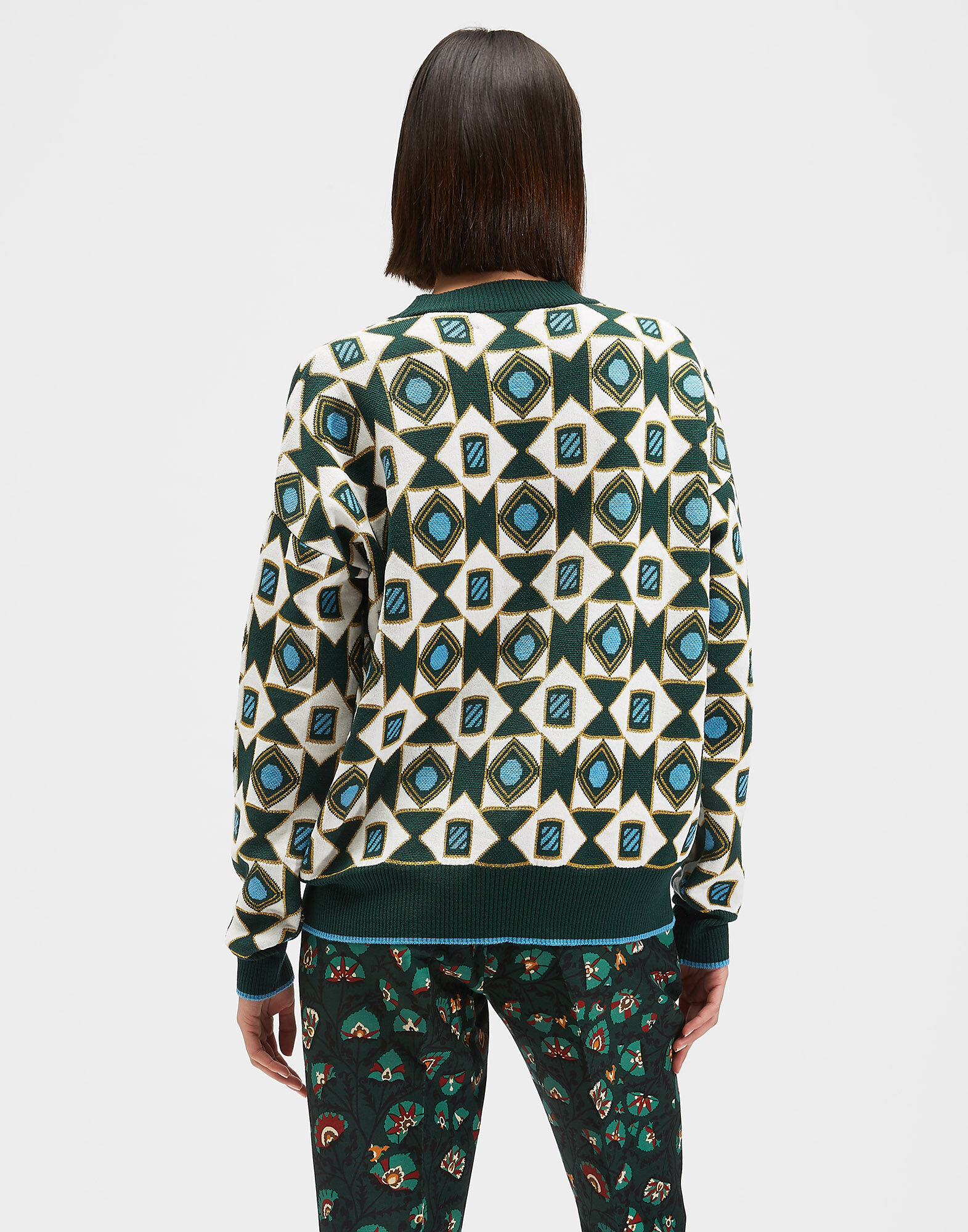 La DoubleJ Crew Boy Sweater Verde Mix PUL0061KNI036VAR0060